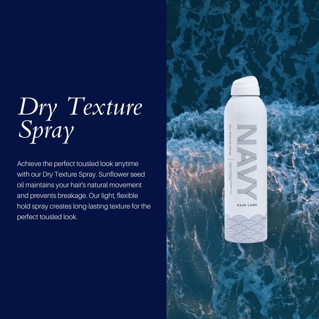 NAVY HAIR CARE Dry Texture Hair Spray | Instant Volume & Flexible Hold | Lightweight, Sunflower Oil Formula | 7 oz