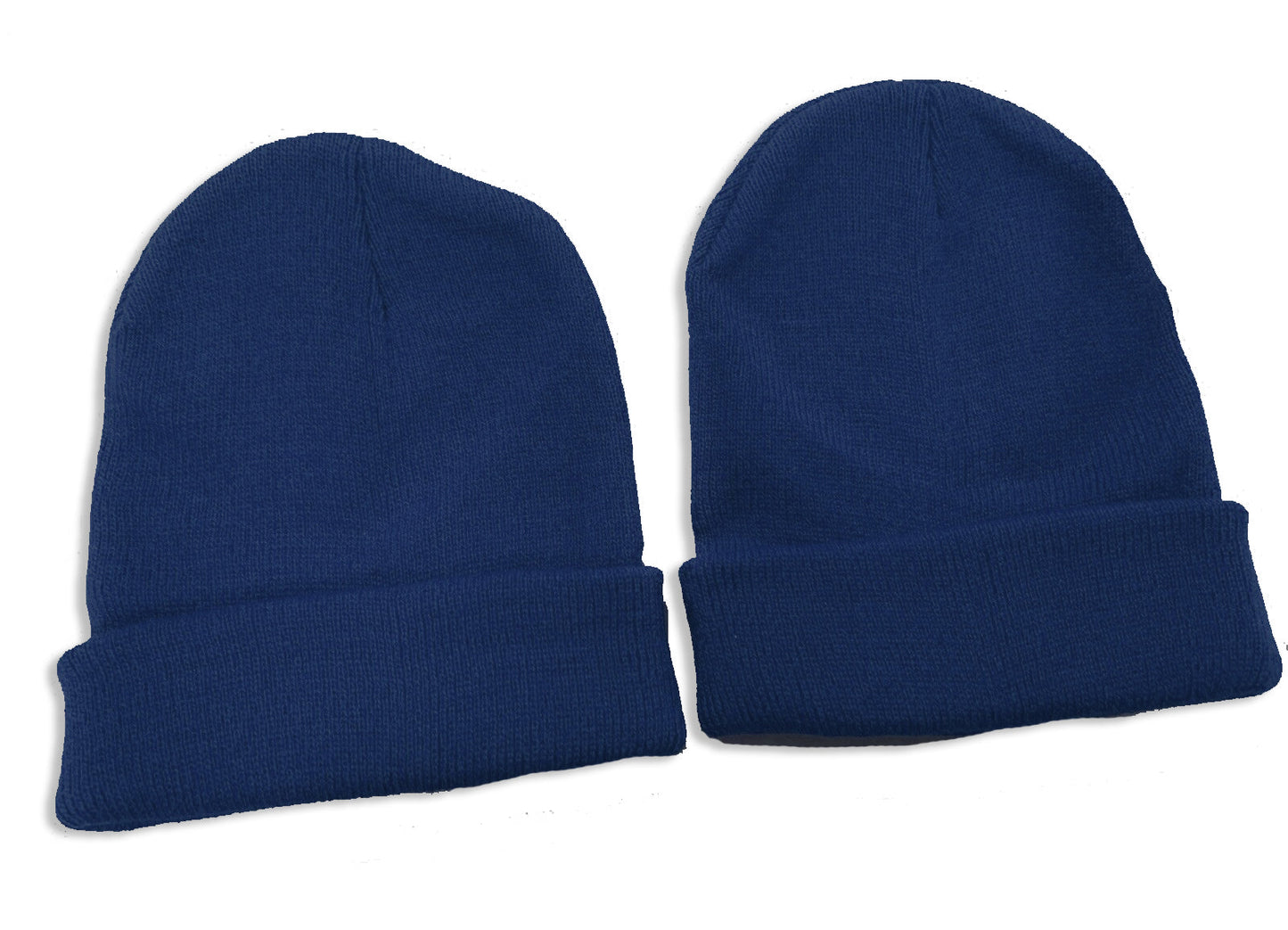 2 X Kids Childrens Beanie Hats Small Age 4-10 School Uniform - Navy Blue