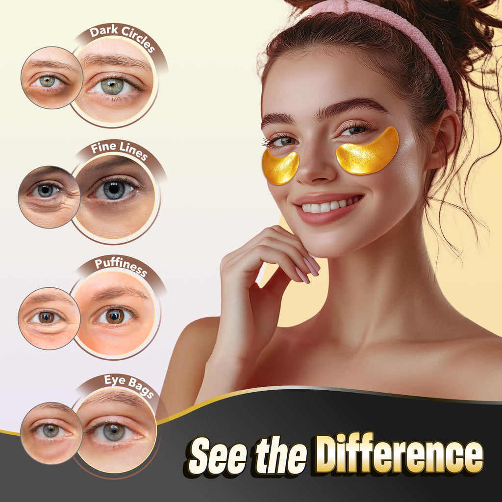 NAZANO 102 Pcs 24K Gold Under Eye Patches with Hyaluronic Acid – Hydrating Eye Care Pads