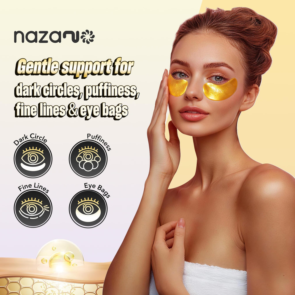 NAZANO 102 Pcs 24K Gold Under Eye Patches with Hyaluronic Acid – Hydrating Eye Care Pads