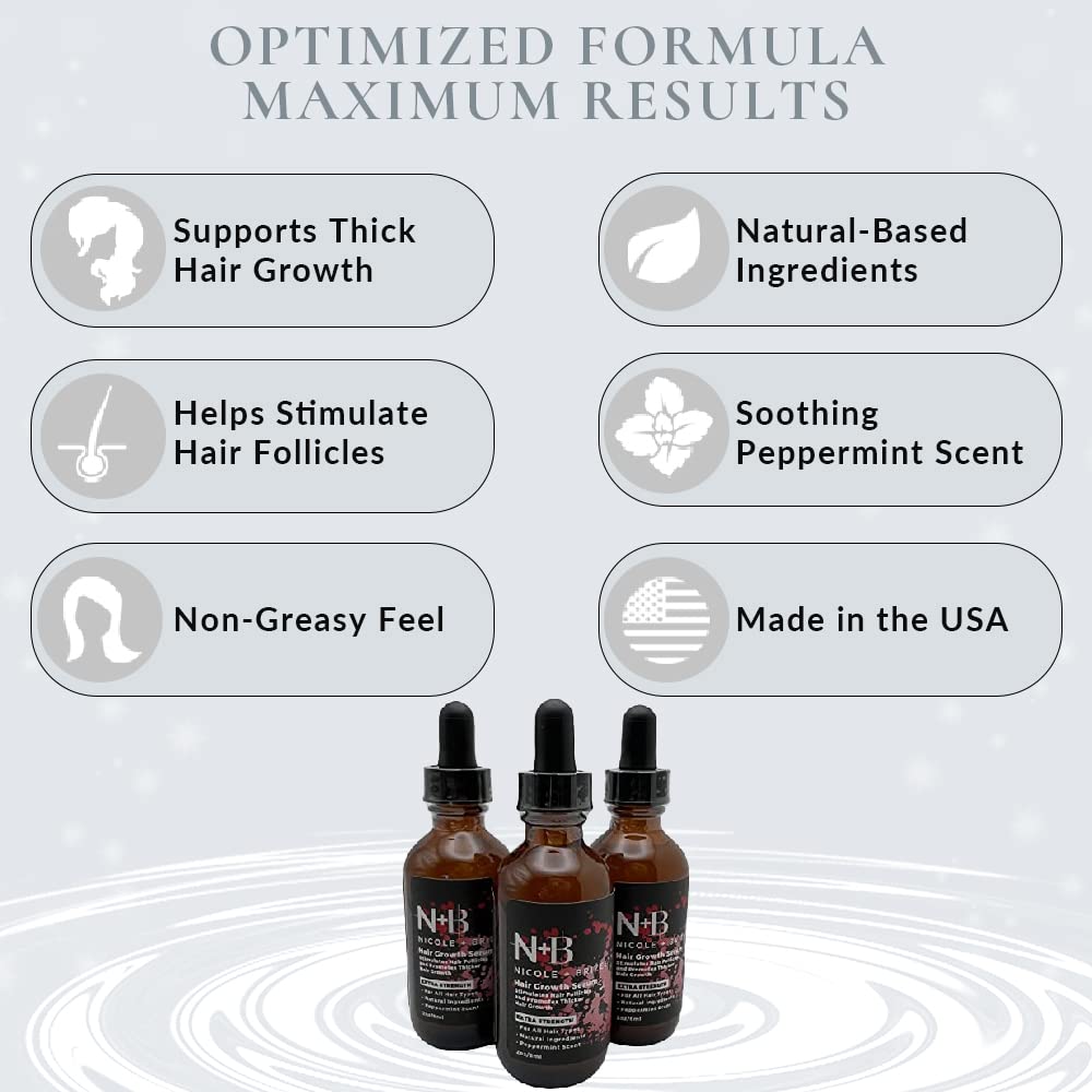 N+B Hair Growth Serum by Nicole + Brizee – Thicker, Fuller Hair (2 oz) 3-Pack