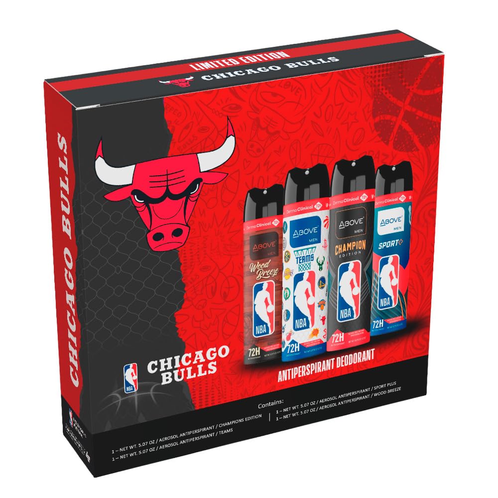 Chicago Bulls Deodorant Gift Set | NBA 4-Scent Antiperspirant Bundle (72h Protection)