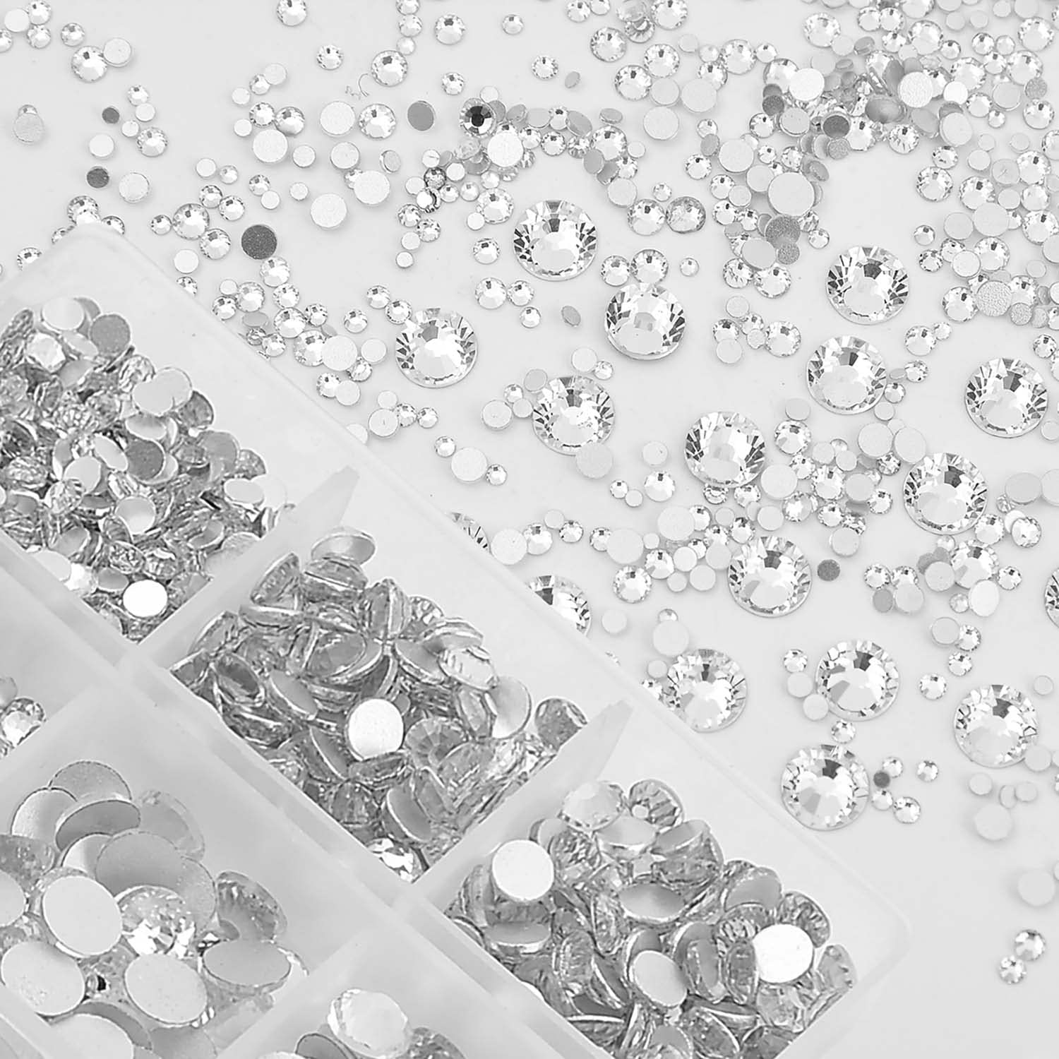 NCB 8000pcs Non Hotfix Rhinestones – Mixed Sizes SS3-SS30 with Tweezers & Pen