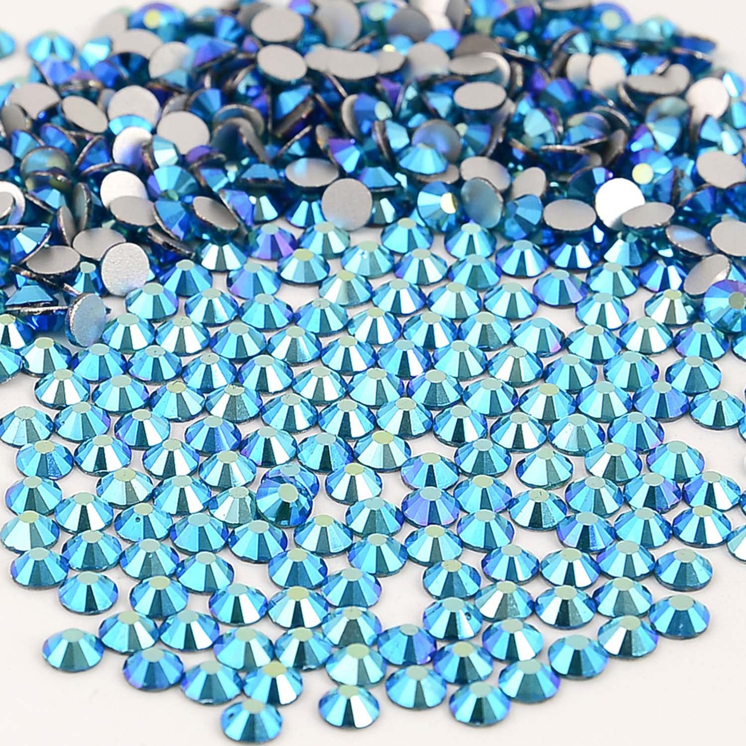 NCB Nancybeads 1500pcs Blue Zircon AB Flat-Back Glass Nail Art Rhinestones SS20