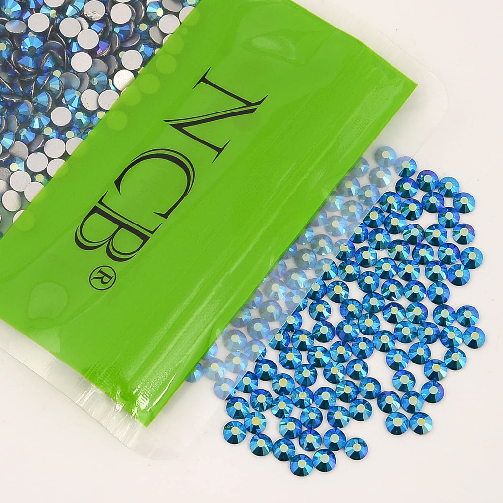 NCB Nancybeads 1500pcs Blue Zircon AB Flat-Back Glass Nail Art Rhinestones SS20