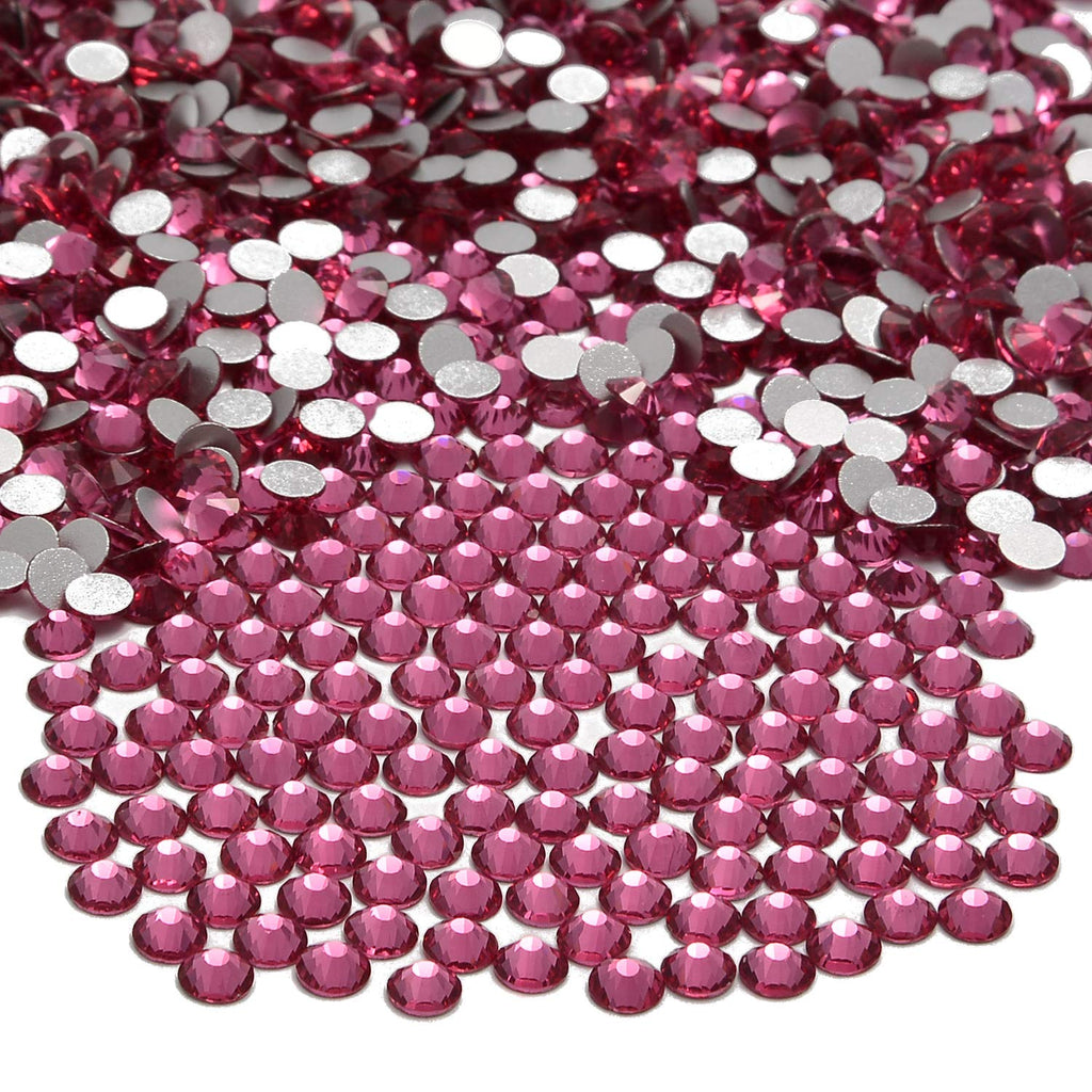 NCB 288pcs Rose Glass Nail Art Rhinestones (SS30, 6mm) for Nails & Crafts