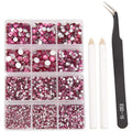 NCB 8000pcs Non Hotfix Rhinestones – 10 Sizes Glass Crystal Gems for Nail Art & DIY (Rose Mix SS3-SS30)