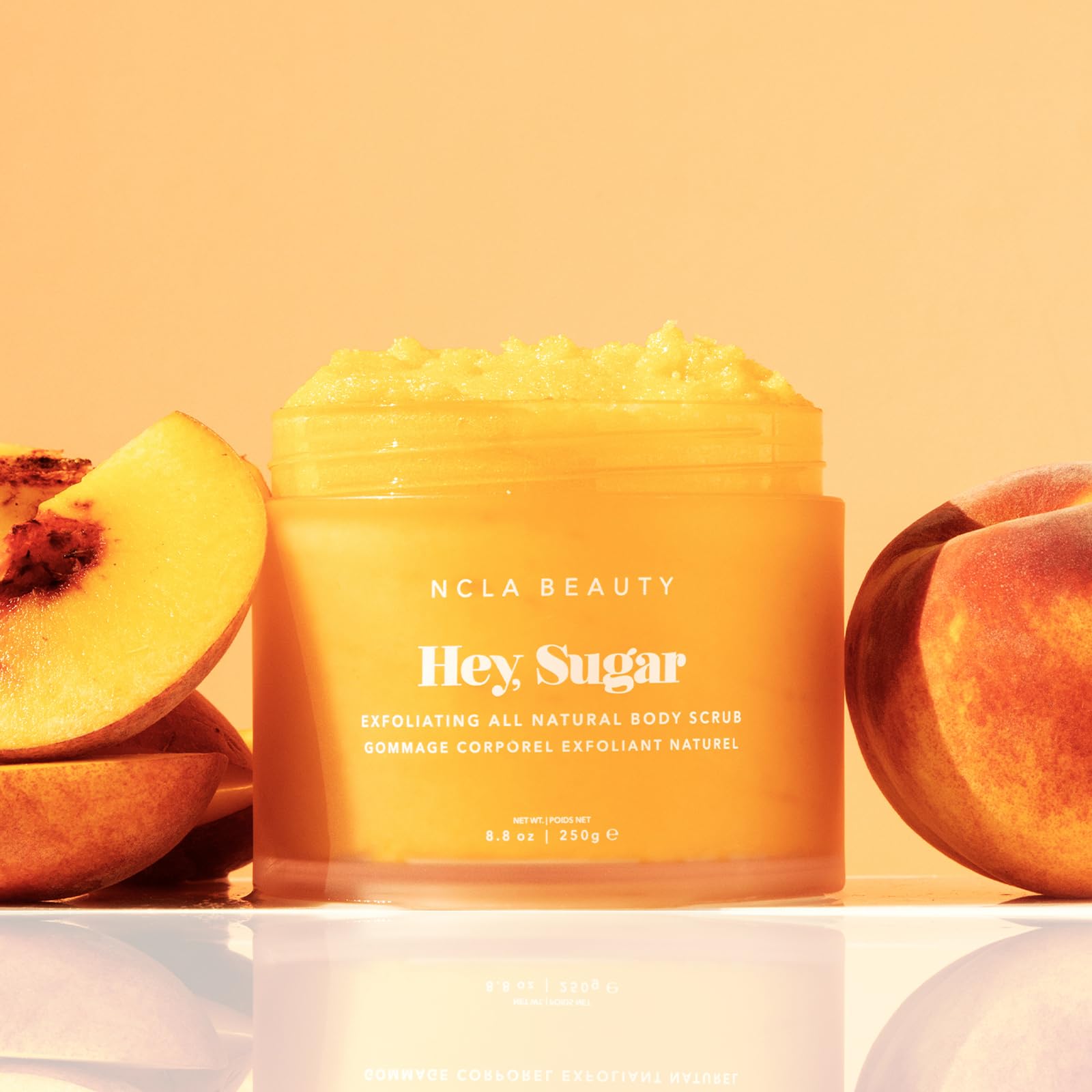 NCLA Beauty Hey Sugar All Natural Body Scrub – Peach, Moisturizing & Exfoliating (8.8 oz)