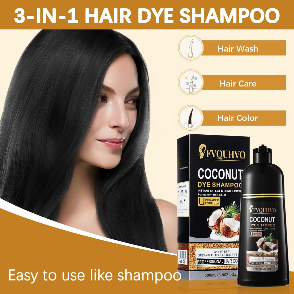 NCEPROHR Coconut Dye Shampoo – 3-in-1 Color for Brown Hair
