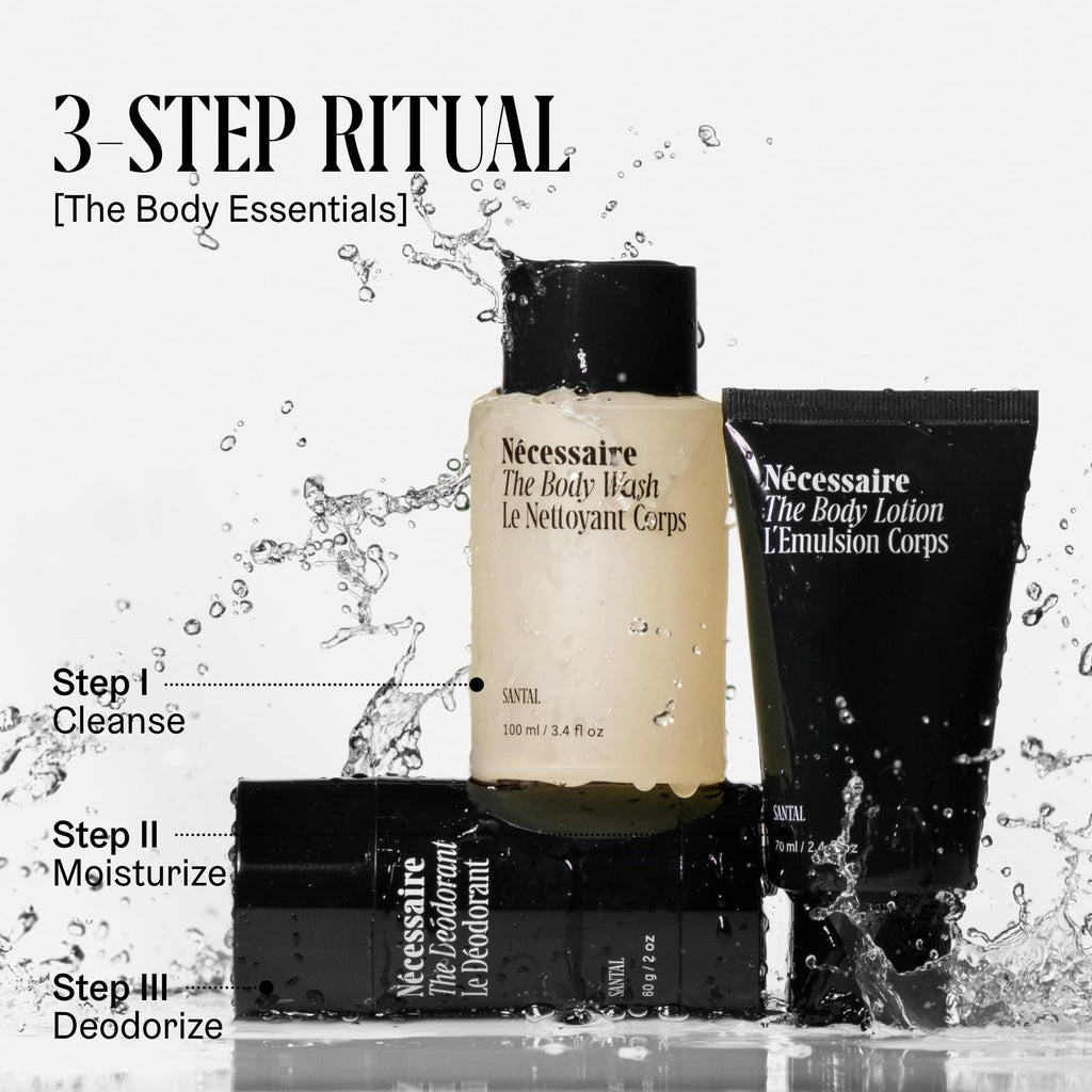 Nécessaire Body Essentials Gift Set – Travel-Size Wash, Lotion & Aluminum-Free Deodorant