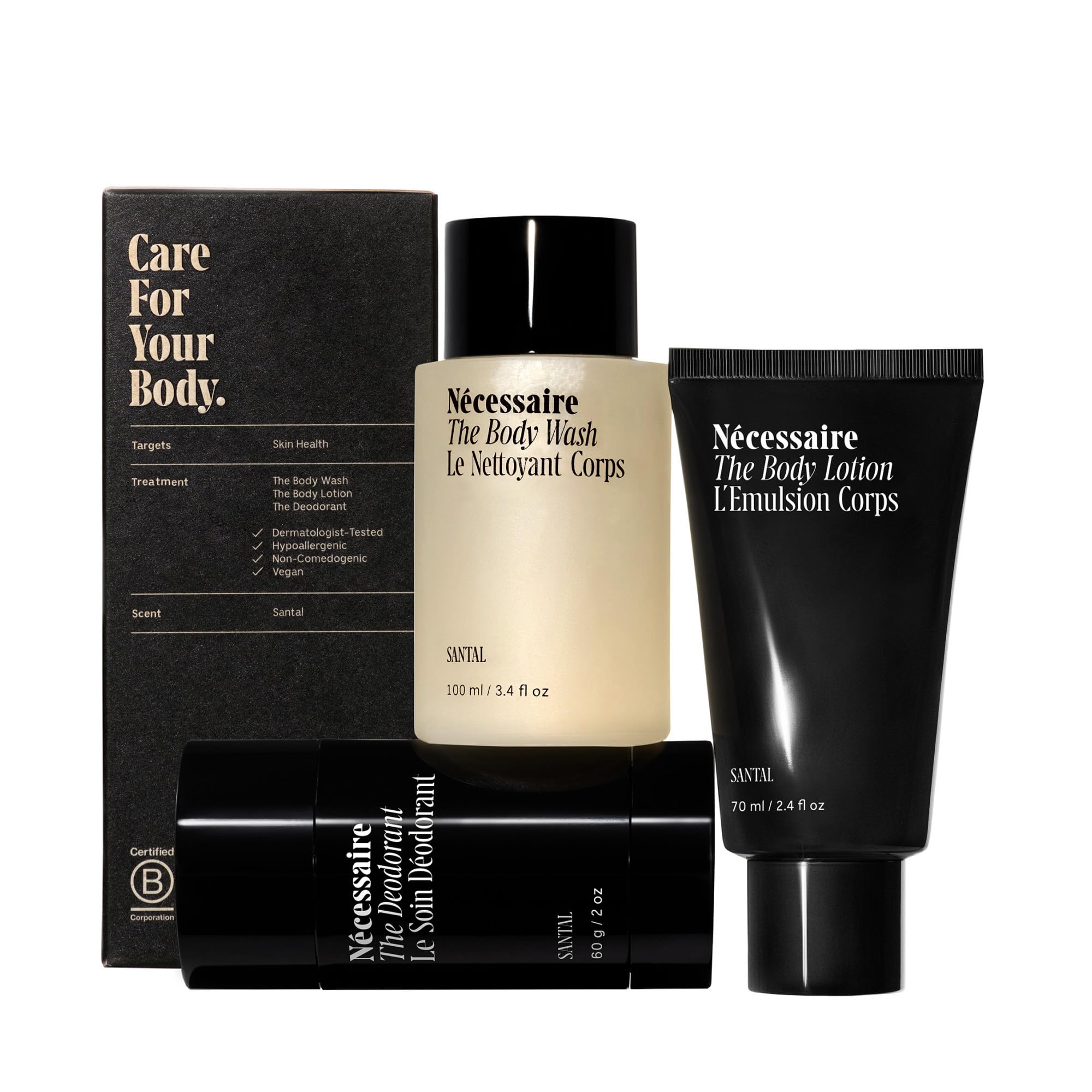 Nécessaire Body Essentials Gift Set – Travel-Size Wash, Lotion & Aluminum-Free Deodorant