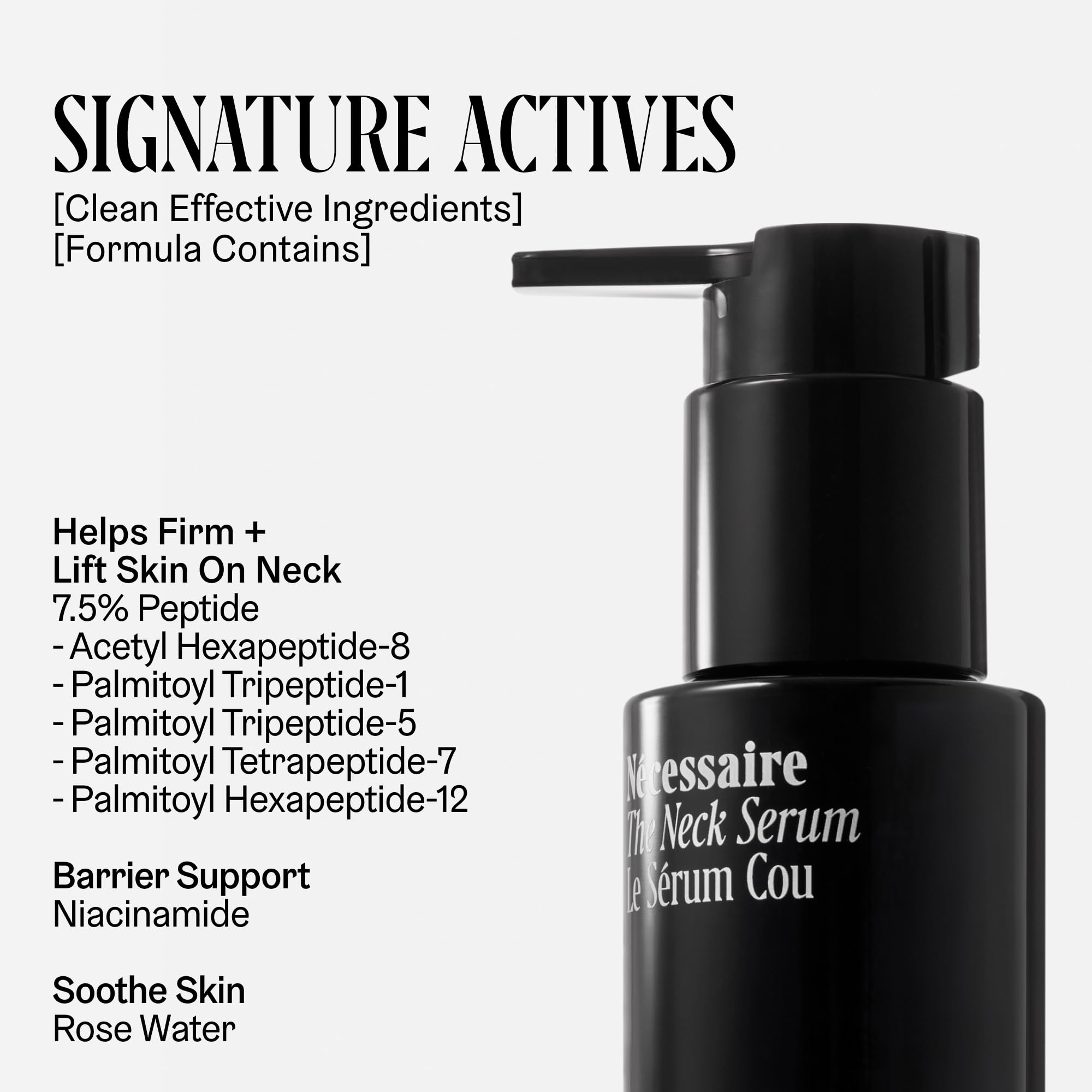 Nécessaire The Neck Serum – Fragrance-Free, 5 Peptides, Hypoallergenic, 50 ml