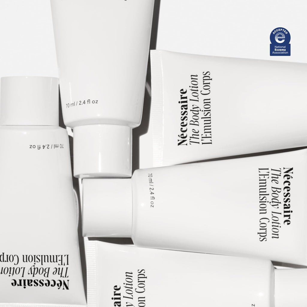 Nécessaire The Body Lotion. Fragrance-Free. Multi-Peptide Firming Lotion to Moisturize, Firm, Strengthen. 2.5% Niacinamide, Vitamin C/E + Omega 6/9. 2.4 fl oz