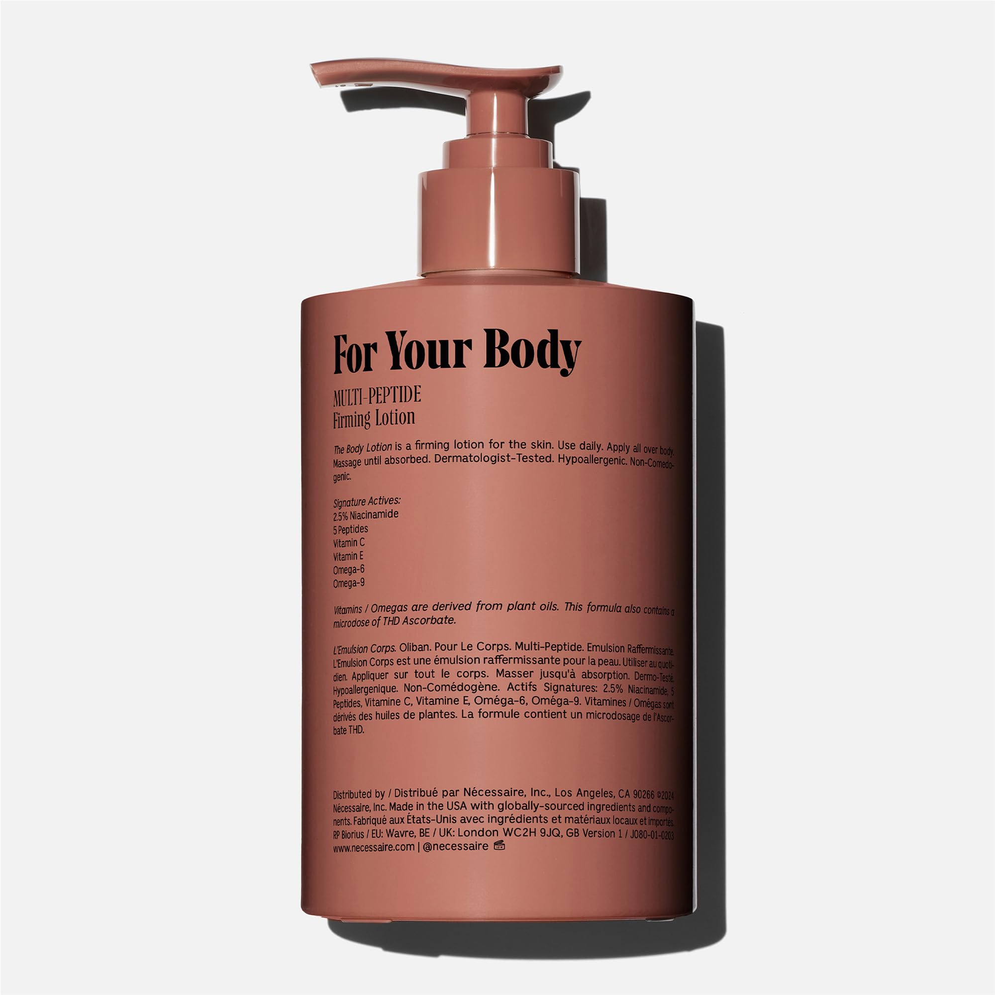 Nécessaire The Body Lotion Olibanum | Multi-Peptide Moisturizer with 2.5% Niacinamide – Non-Greasy, Hypoallergenic, 15.2oz