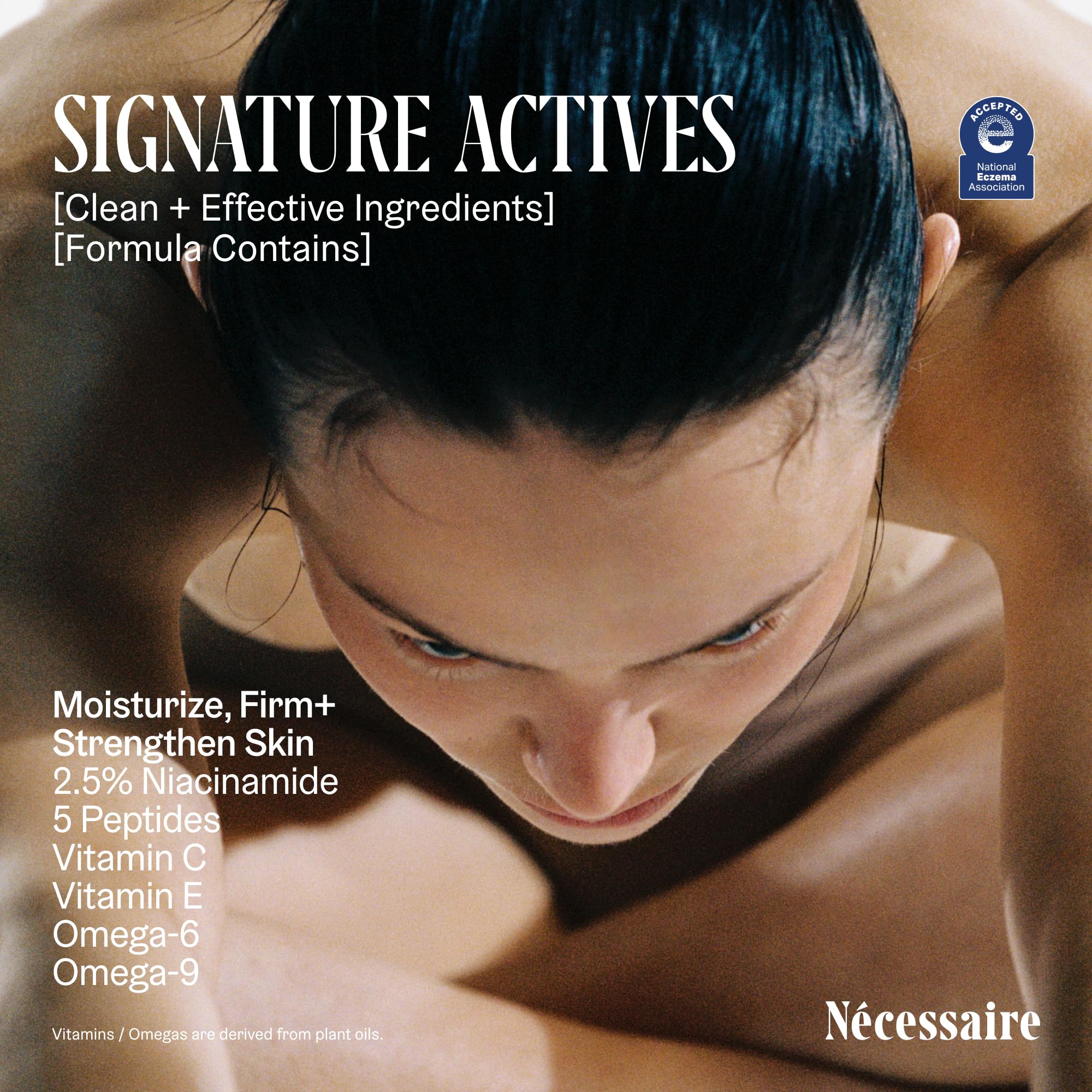 Nécessaire The Body Lotion. Fragrance-Free. Multi-Peptide Firming Lotion to Moisturize, Firm, Strengthen. 2.5% Niacinamide, Vitamin C/E + Omega 6/9. 2.4 fl oz