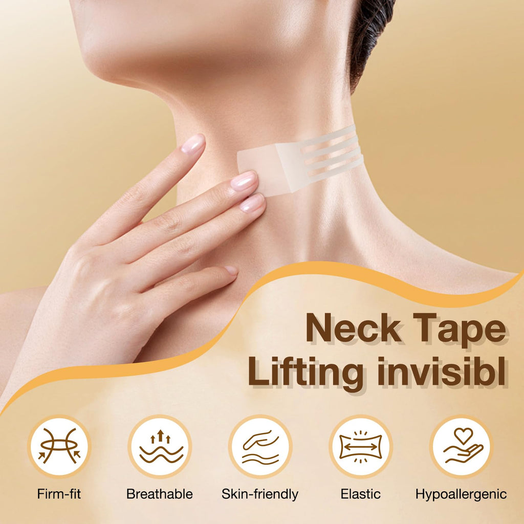 Neck Tightening Patches — Invisible Lift Tape for Firming & Wrinkle Reduction (8 Bands + 40 Replacements)