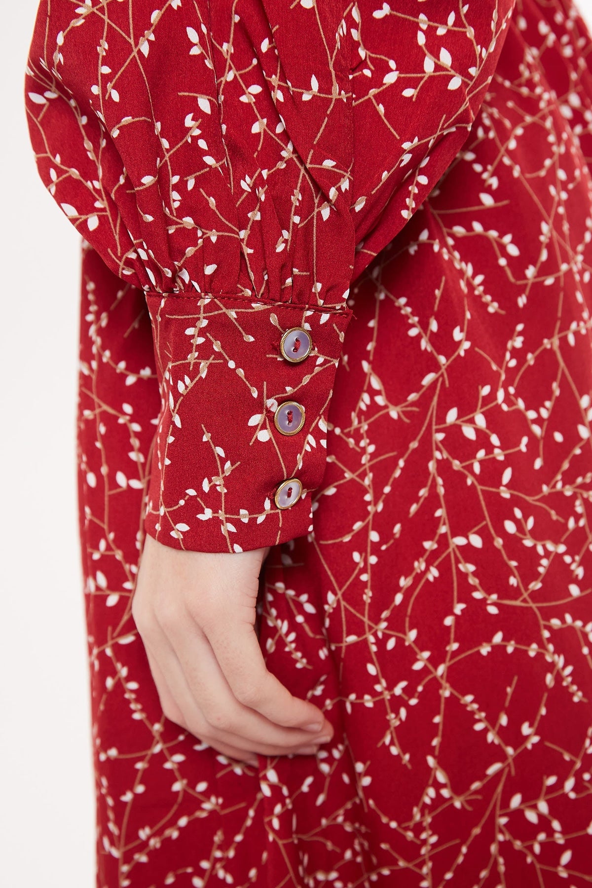 Louche Neelia Sprig Midi Dress - Burgundy (1)
