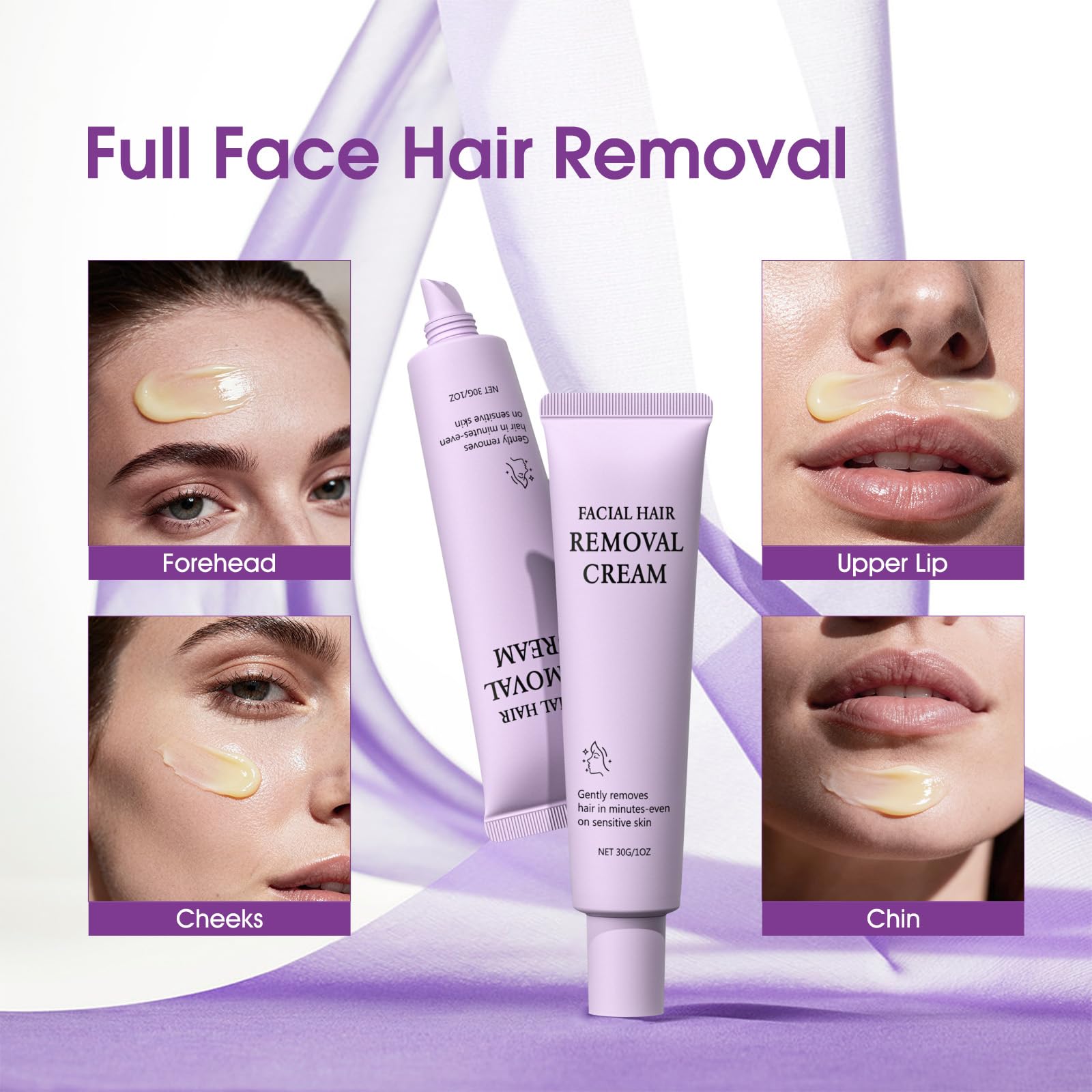 Nehito Facial Hair Removal Cream for Women – Gentle, Sensitive-Skin Depilatory for Face, Chin & Upper Lip (1.01 fl oz)