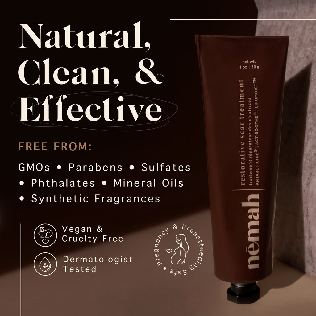Nemah Restorative Scar Treatment - C-Section Recovery, Postpartum Scar Care - Vegan & Cruelty-Free - 1 oz