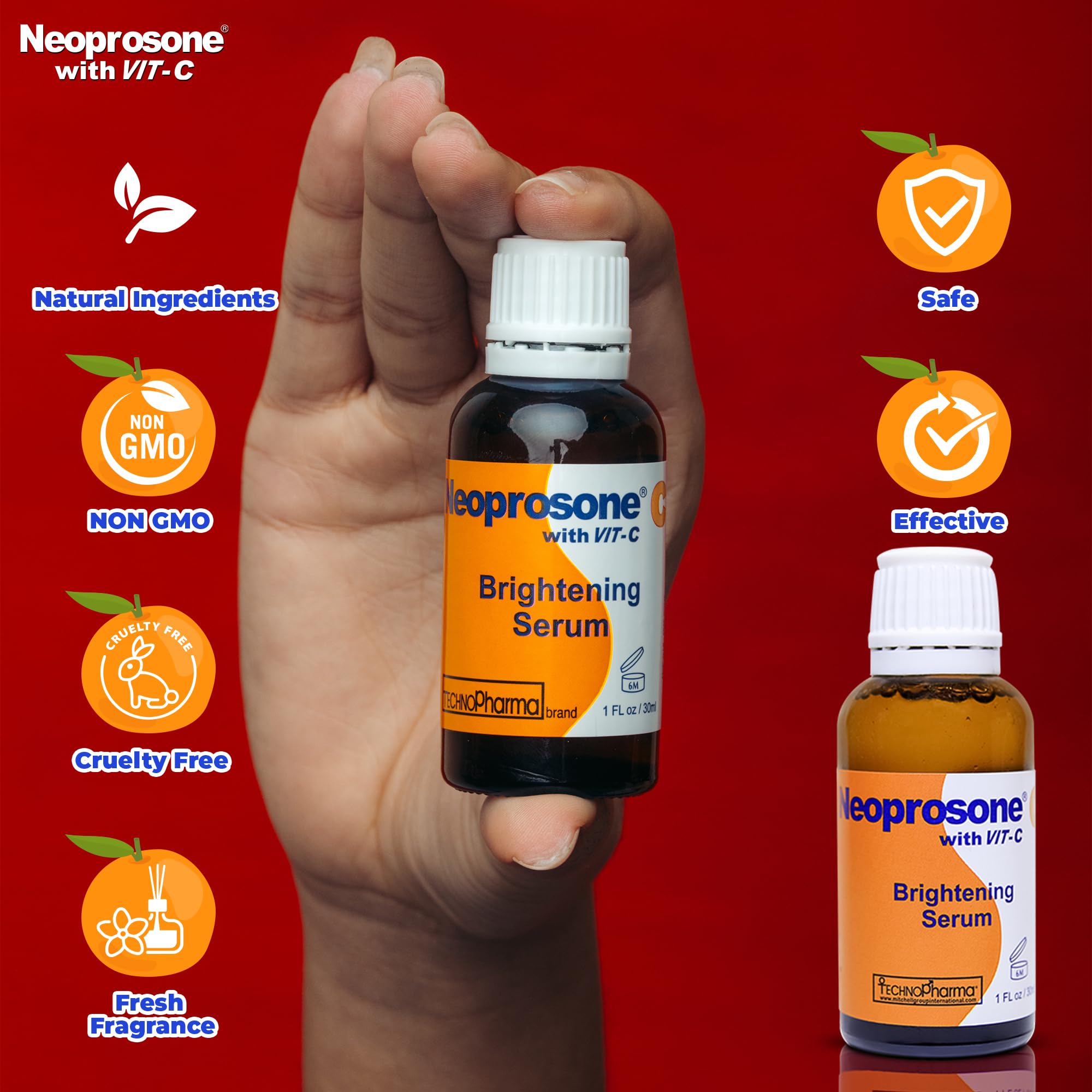 Neoprosone Vitamin C Serum for Face – Brightening Serum with Alpha Arbutin & Castor Oil (Pack of 2) | 1 Fl oz / 30 ml
