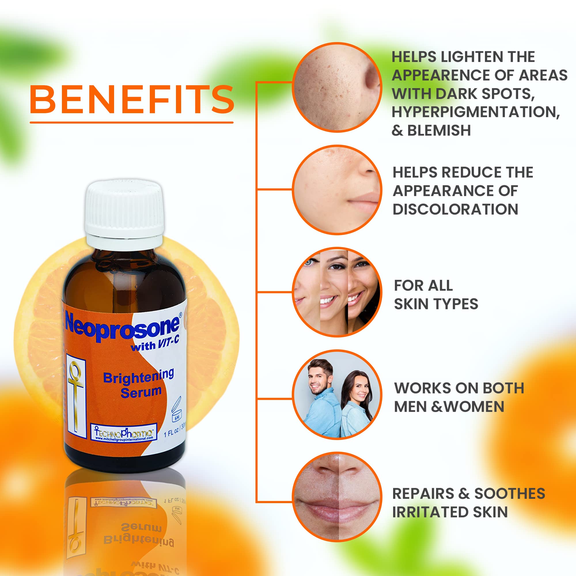 Neoprosone Vitamin C Serum for Face – Brightening Serum with Alpha Arbutin & Castor Oil (Pack of 2) | 1 Fl oz / 30 ml