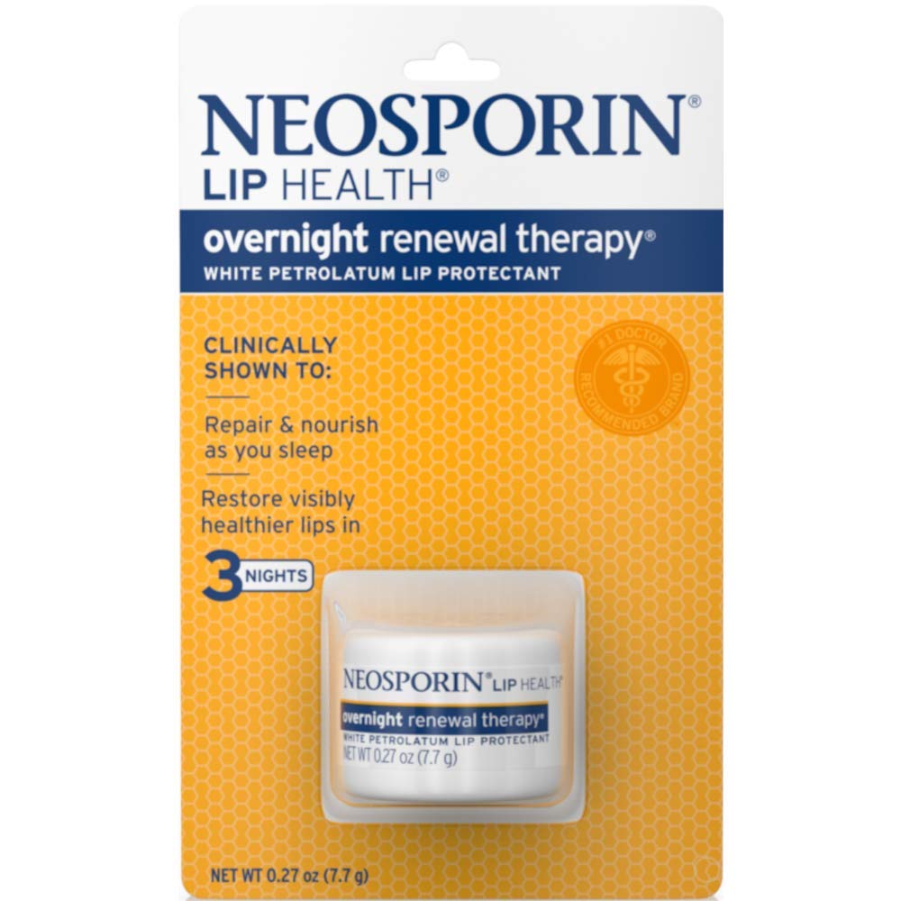Neosporin Lip Health Overnight Renewal Therapy 0.27 oz (Pack of 8) | Deep Hydration & Renewal