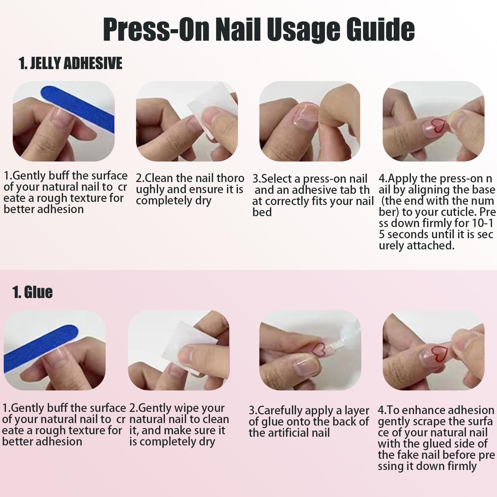 NEUQL Handmade Press On Nails - Long Square, Reusable, Black S | Luxury Nail Kit