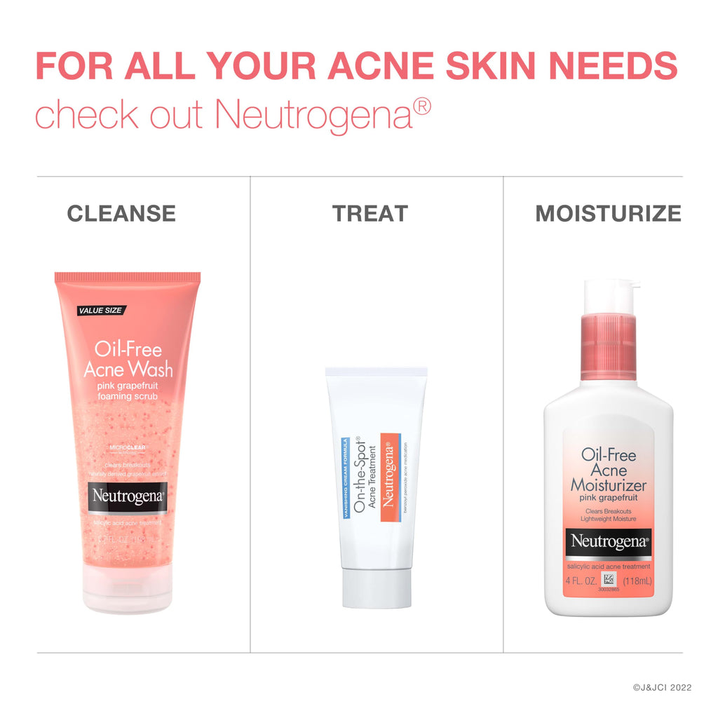 Neutrogena Oil-Free Pink Grapefruit Acne Face Wash with Vitamin C, 2% Salicylic Acid, Foaming Scrub, 6.7 fl oz, 3-Pack