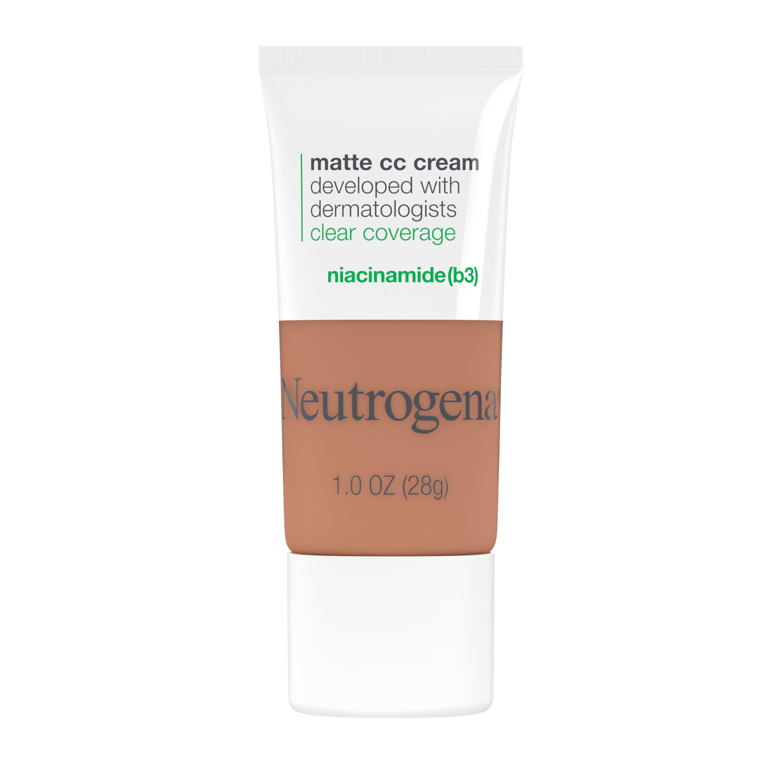Neutrogena Clear Coverage Flawless Matte CC Cream Maple 7.0 – Full-Coverage, Oil-Free, Fragrance-Free
