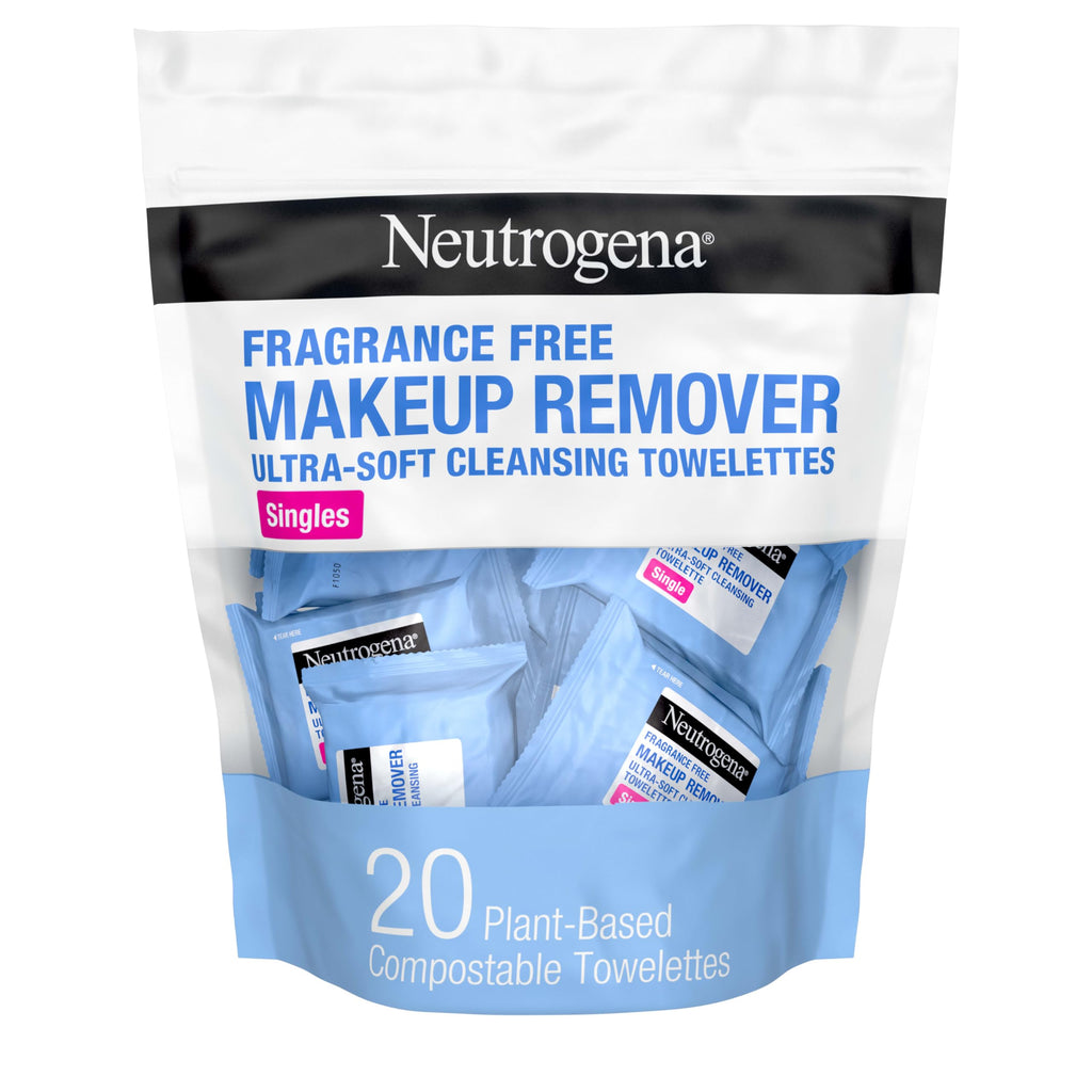 Neutrogena Fragrance-Free Makeup Remover Wipes Singles – Individually Wrapped, Travel-Ready, 20 ct