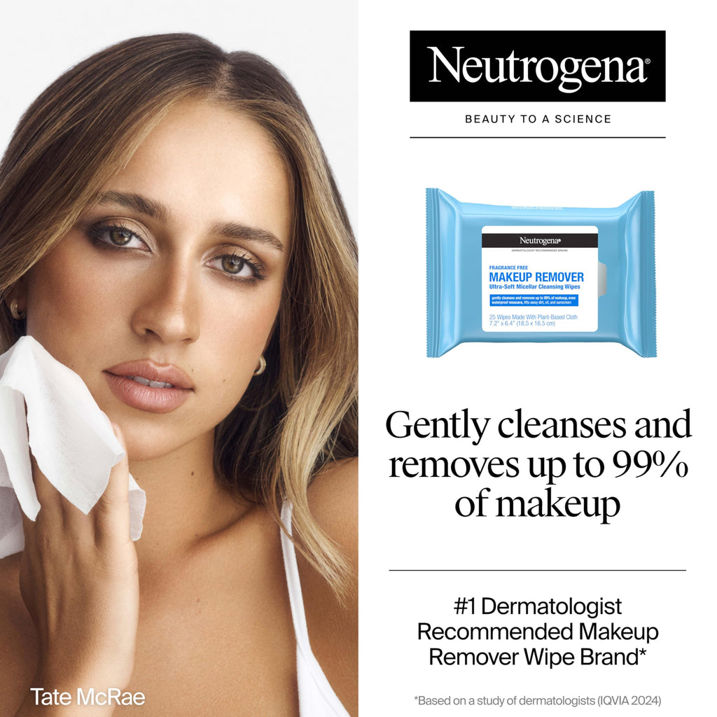Neutrogena Fragrance-Free Makeup Remover Wipes Singles – Individually Wrapped, Travel-Ready, 20 ct