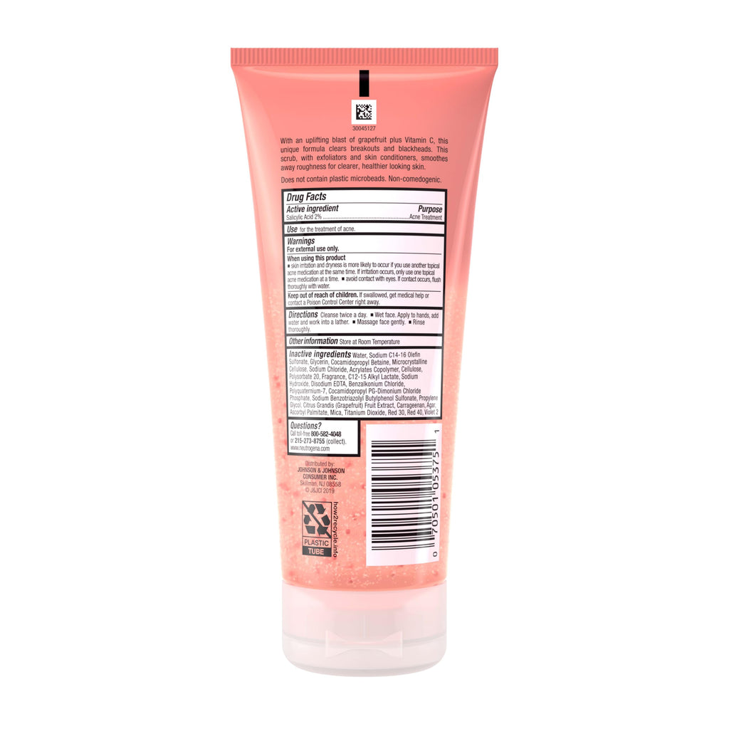 Neutrogena Oil-Free Pink Grapefruit Acne Face Wash with Vitamin C, 2% Salicylic Acid, Foaming Scrub, 6.7 fl oz, 3-Pack