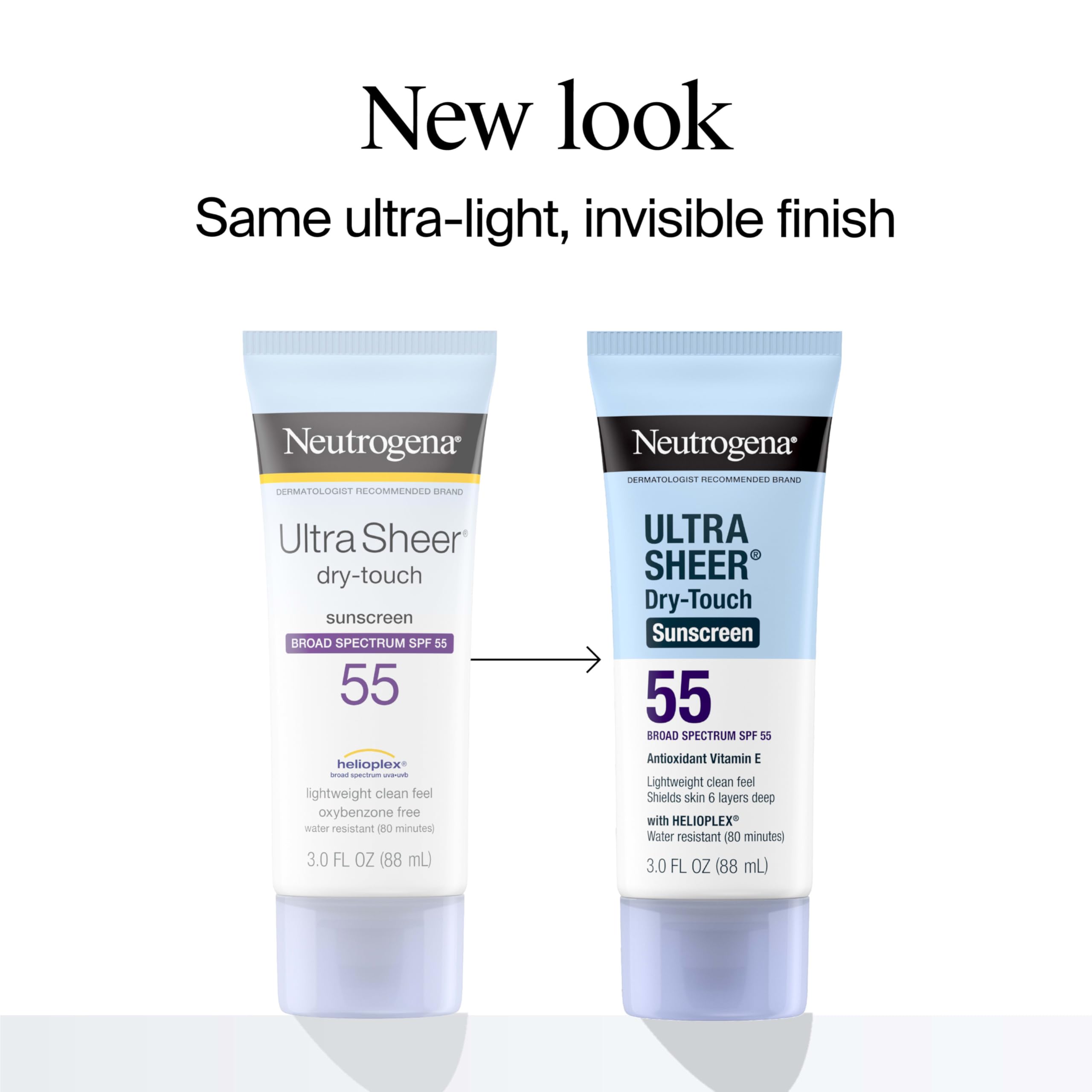 Neutrogena Ultra Sheer Dry-Touch Sunscreen SPF 55 | Face & Body, 3 oz Travel Size