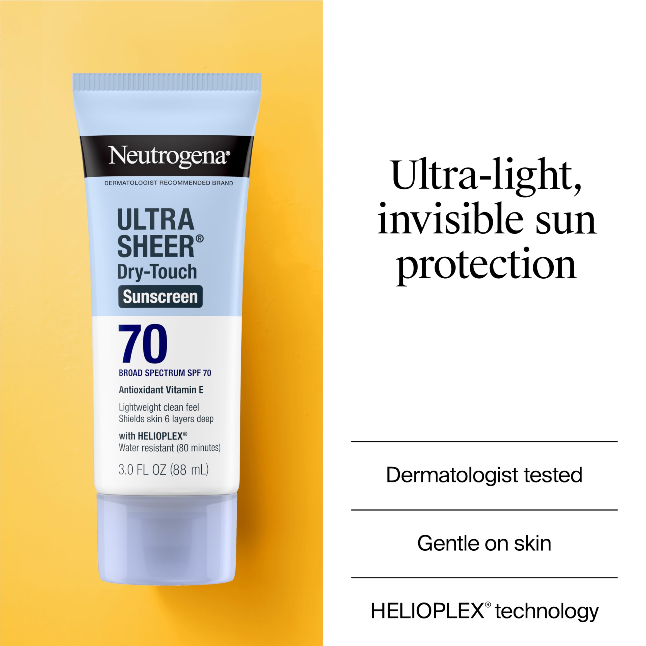 Neutrogena Ultra Sheer Dry-Touch Sunscreen SPF 70 – Travel Size 3x3 oz (Pack of 3)