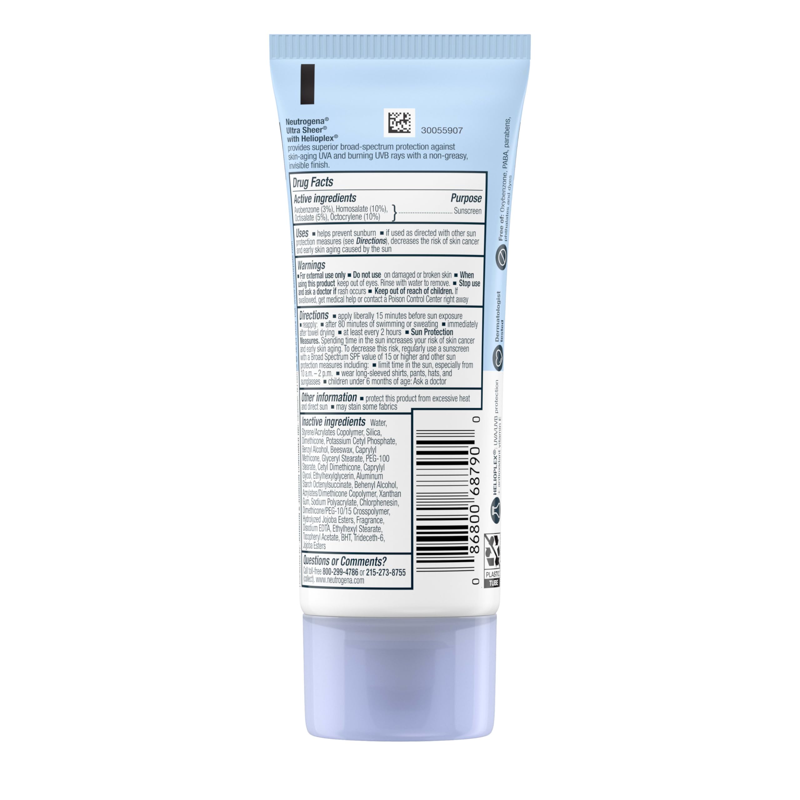 Neutrogena Ultra Sheer Dry-Touch Sunscreen SPF 55 | Face & Body, 3 oz Travel Size