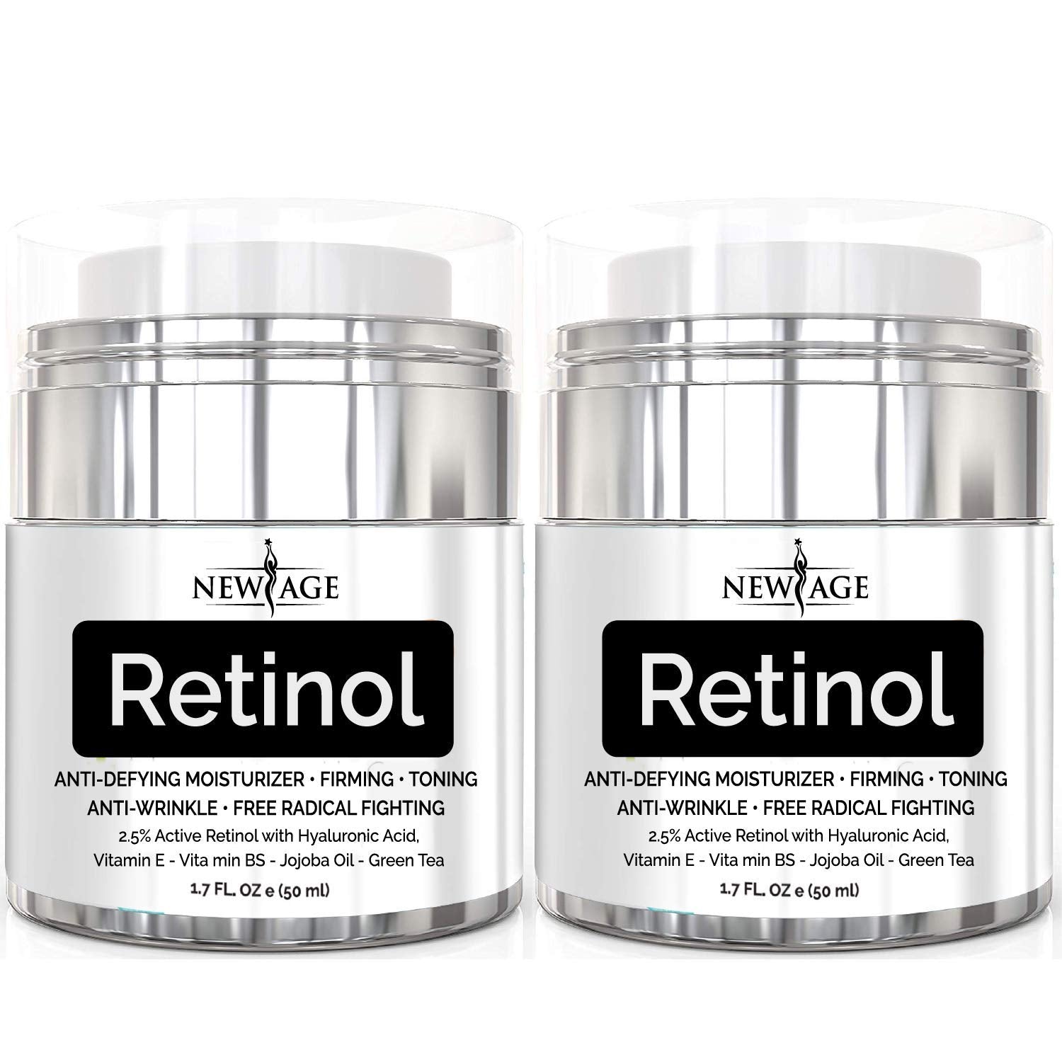 NEW AGE Retinol Cream Neck Facial Moisturizer Serum with Hyaluronic Acid – 2 Pack