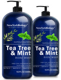 New York Biology Tea Tree Mint Body Wash – For Men & Women | 16.9 fl oz Pack of 2 | Hydrating & Refreshing Cleanser