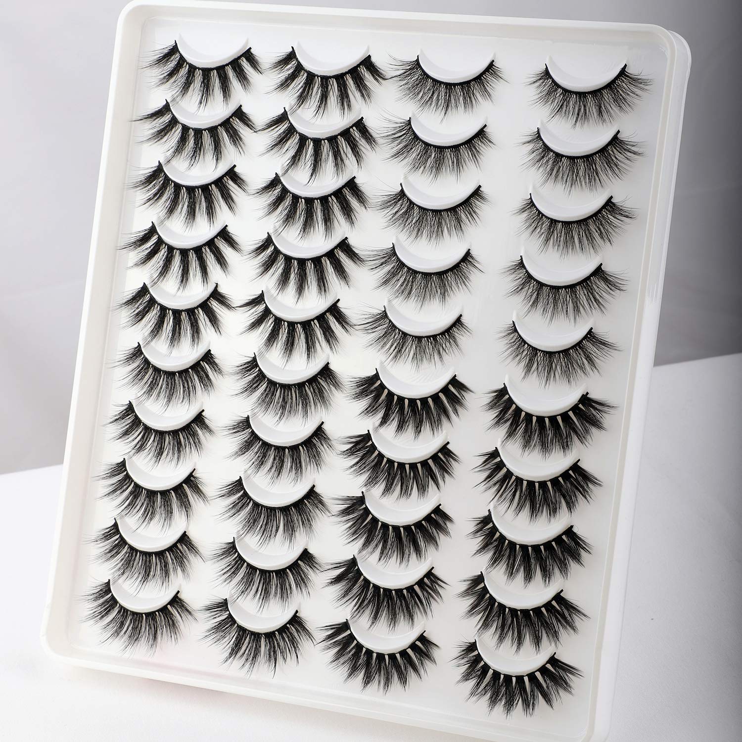Newcally Faux Mink Lashes Pack – 20 Pairs Dramatic Long Wispy False Eyelashes Wholesale