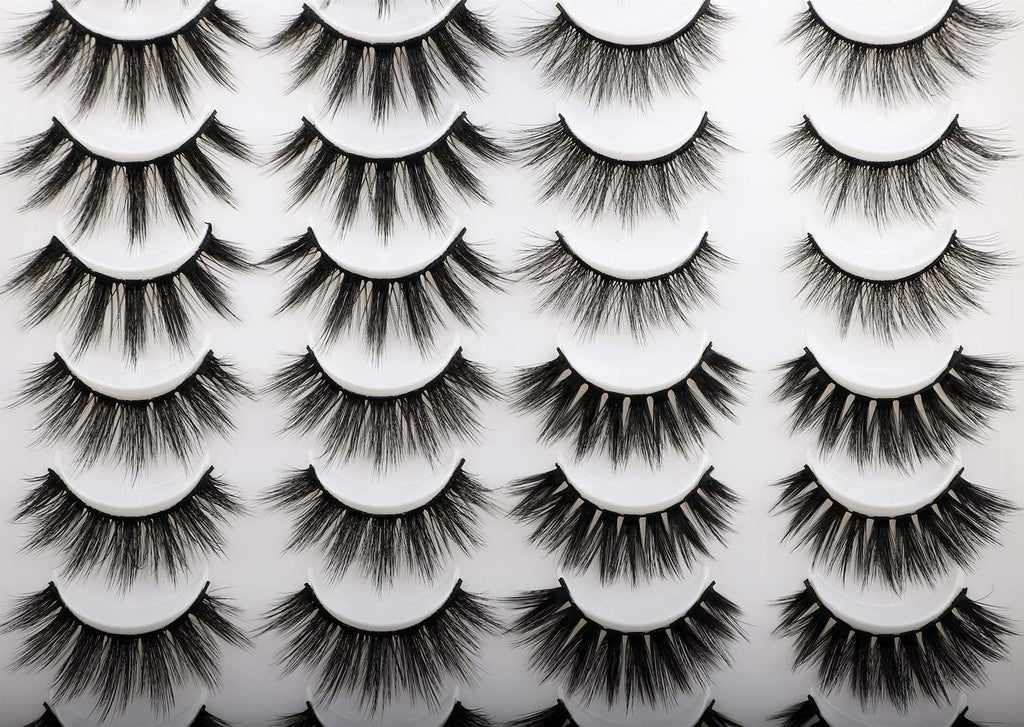 Newcally Faux Mink Lashes Pack – 20 Pairs Dramatic Long Wispy False Eyelashes Wholesale