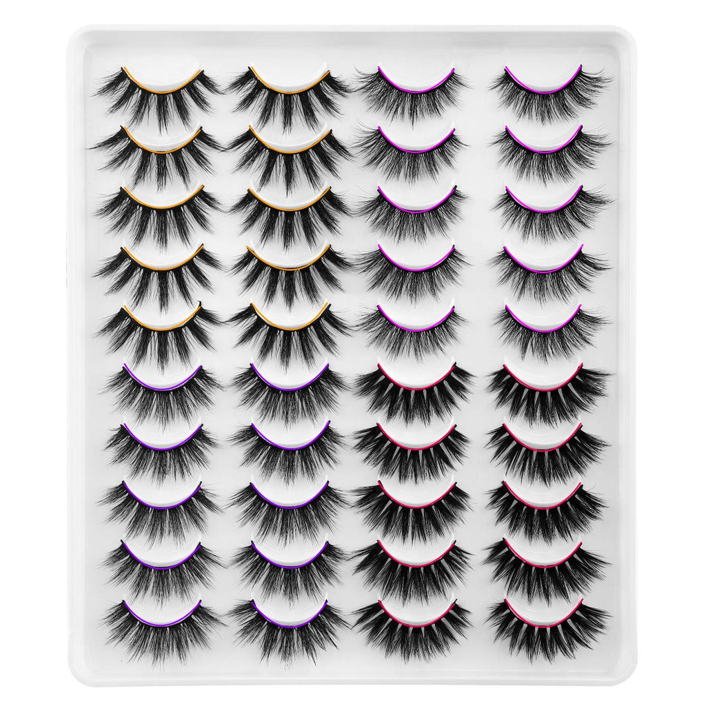 Newcally Faux Mink Lashes Pack – 20 Pairs Dramatic Long Wispy False Eyelashes Wholesale
