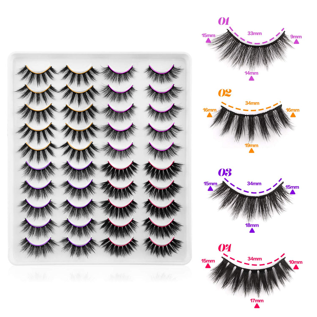 Newcally Faux Mink Lashes Pack – 20 Pairs Dramatic Long Wispy False Eyelashes Wholesale