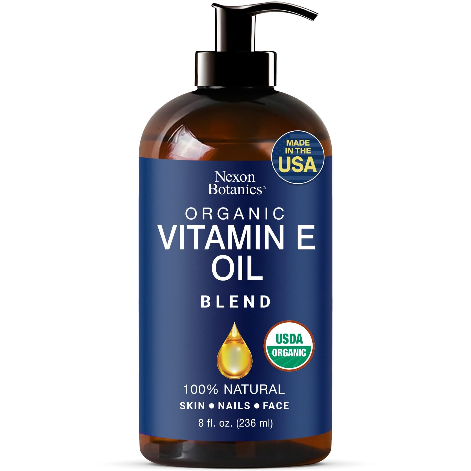 Nexon Botanics Organic Vitamin E Oil Blend – 8 fl oz for Skin, Scar & Face