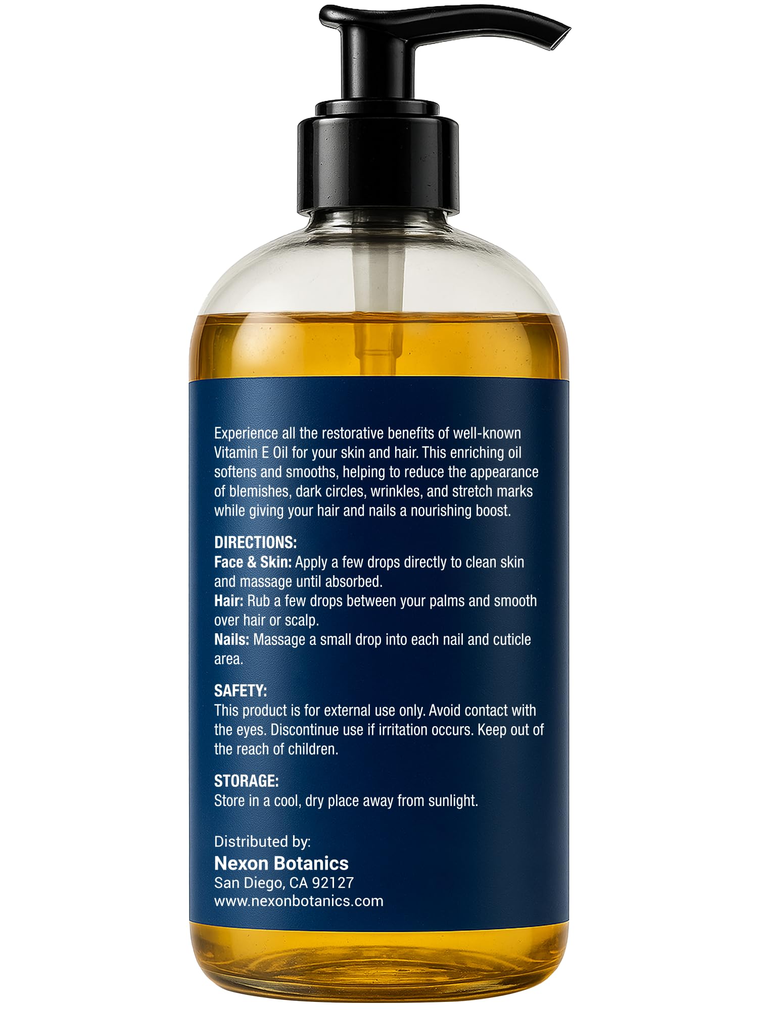 Nexon Botanics Vitamin E Oil 30,000 IU – Cold-Pressed, Hexane-Free, 8 oz
