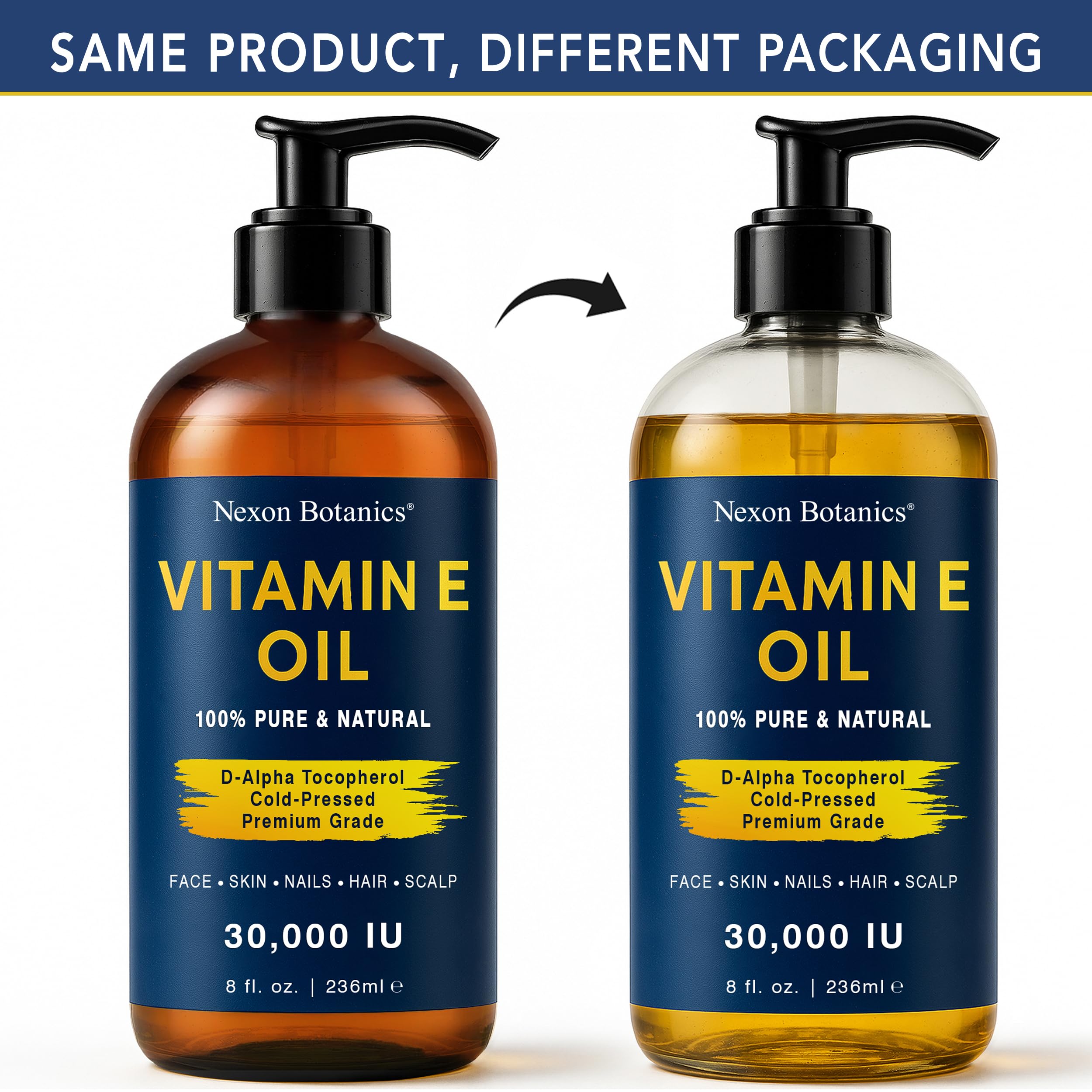 Nexon Botanics Vitamin E Oil 30,000 IU – Cold-Pressed, Hexane-Free, 8 oz