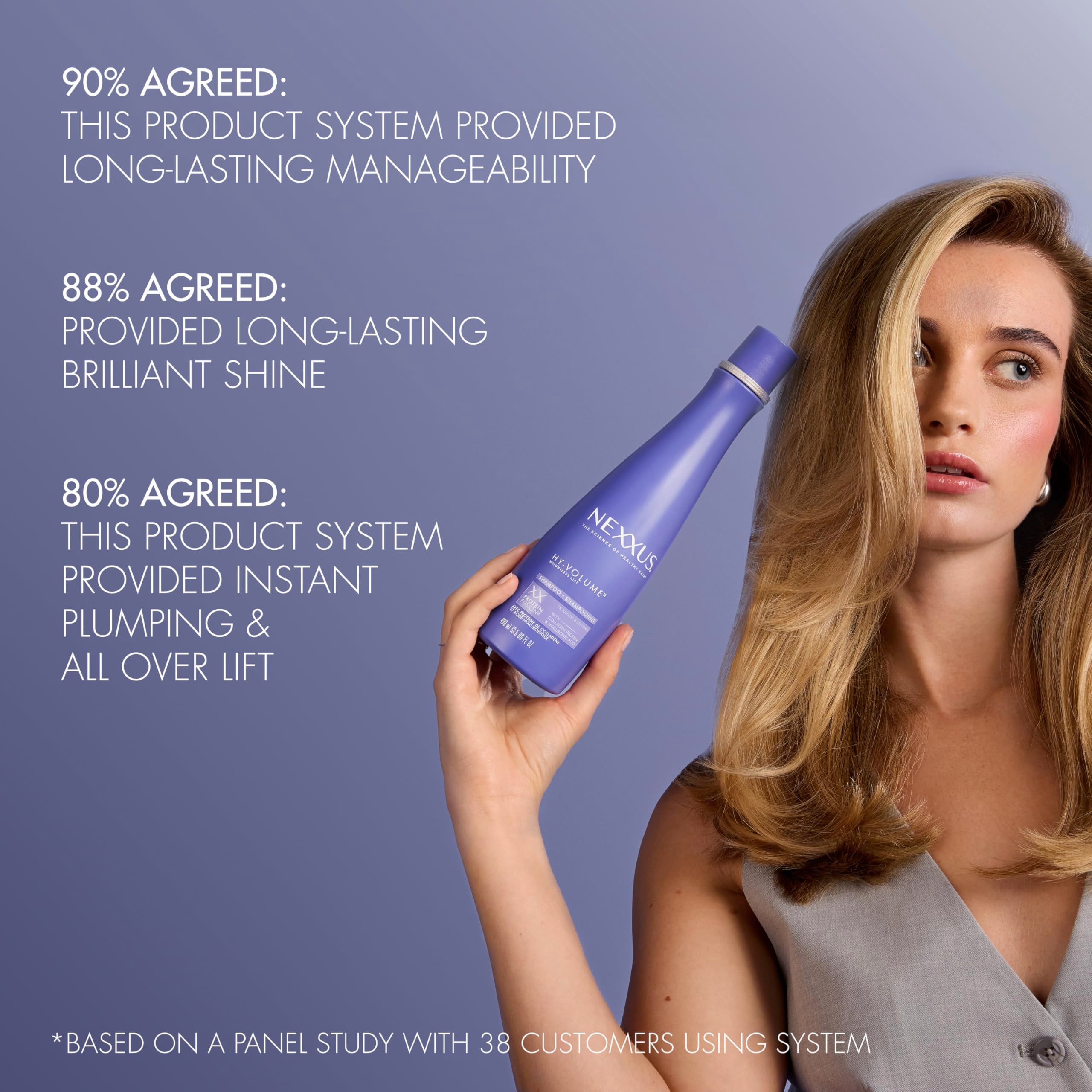 Nexxus HY-VOLUME Weightless Lift Shampoo – 48H Volume, Collagen & Hyaluronic Acid, 13.5 fl oz