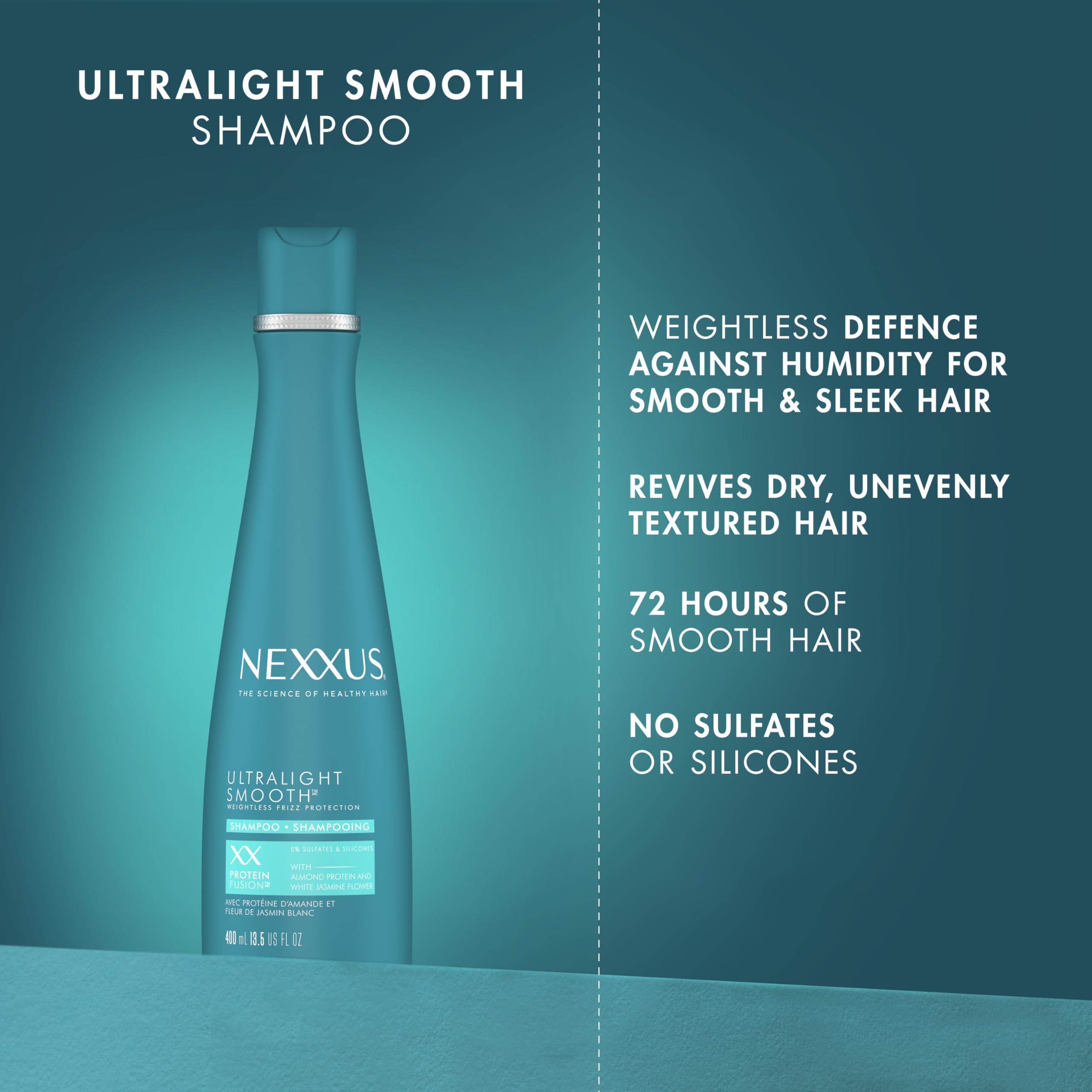 Nexxus Ultralight Smooth Shampoo — Weightless Frizz Defense for Dry, Frizzy Hair (13.5 fl oz)