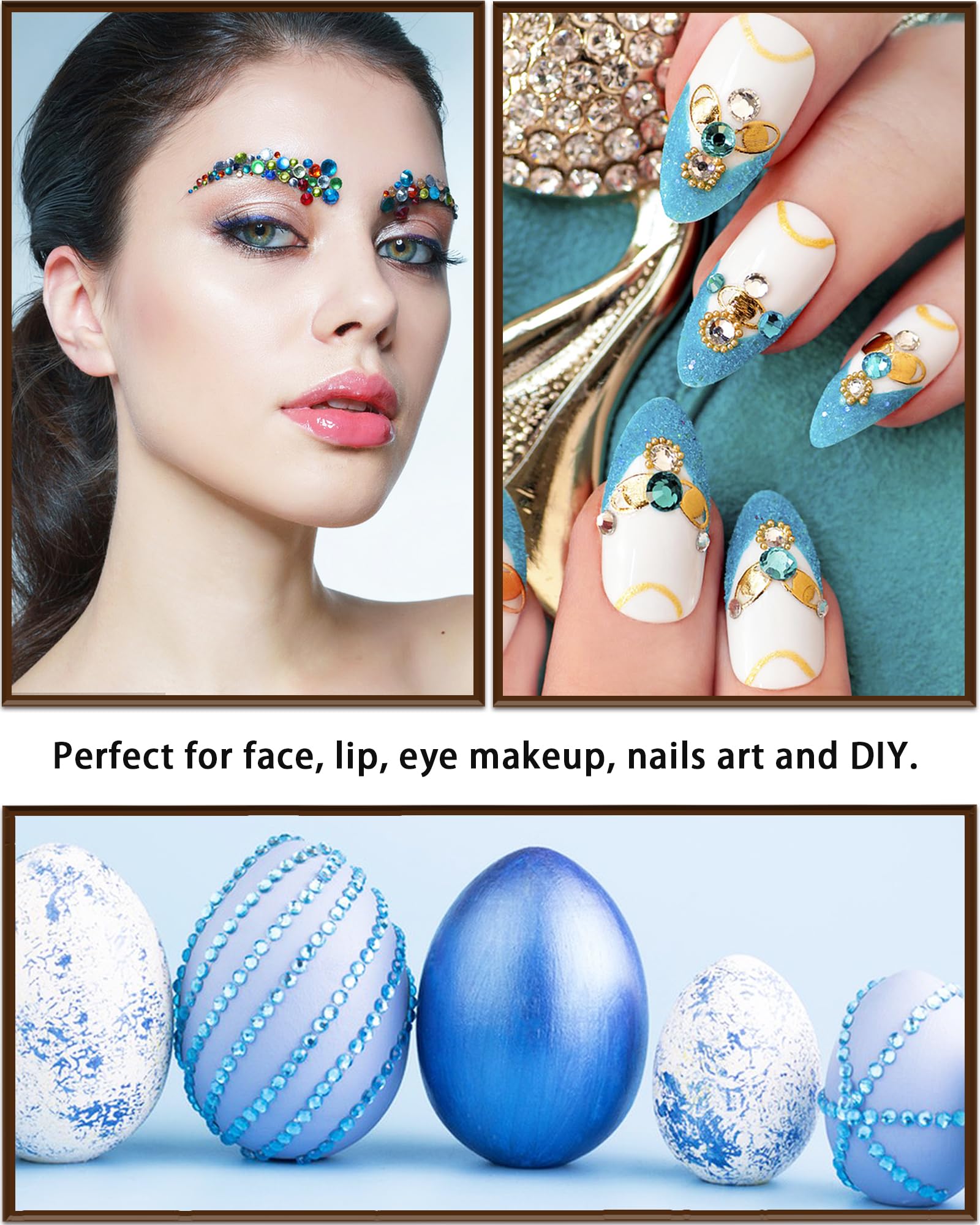 NIACONN 1760 Lake Blue Hair Jewels & Face Gems – Self-Adhesive Rhinestones