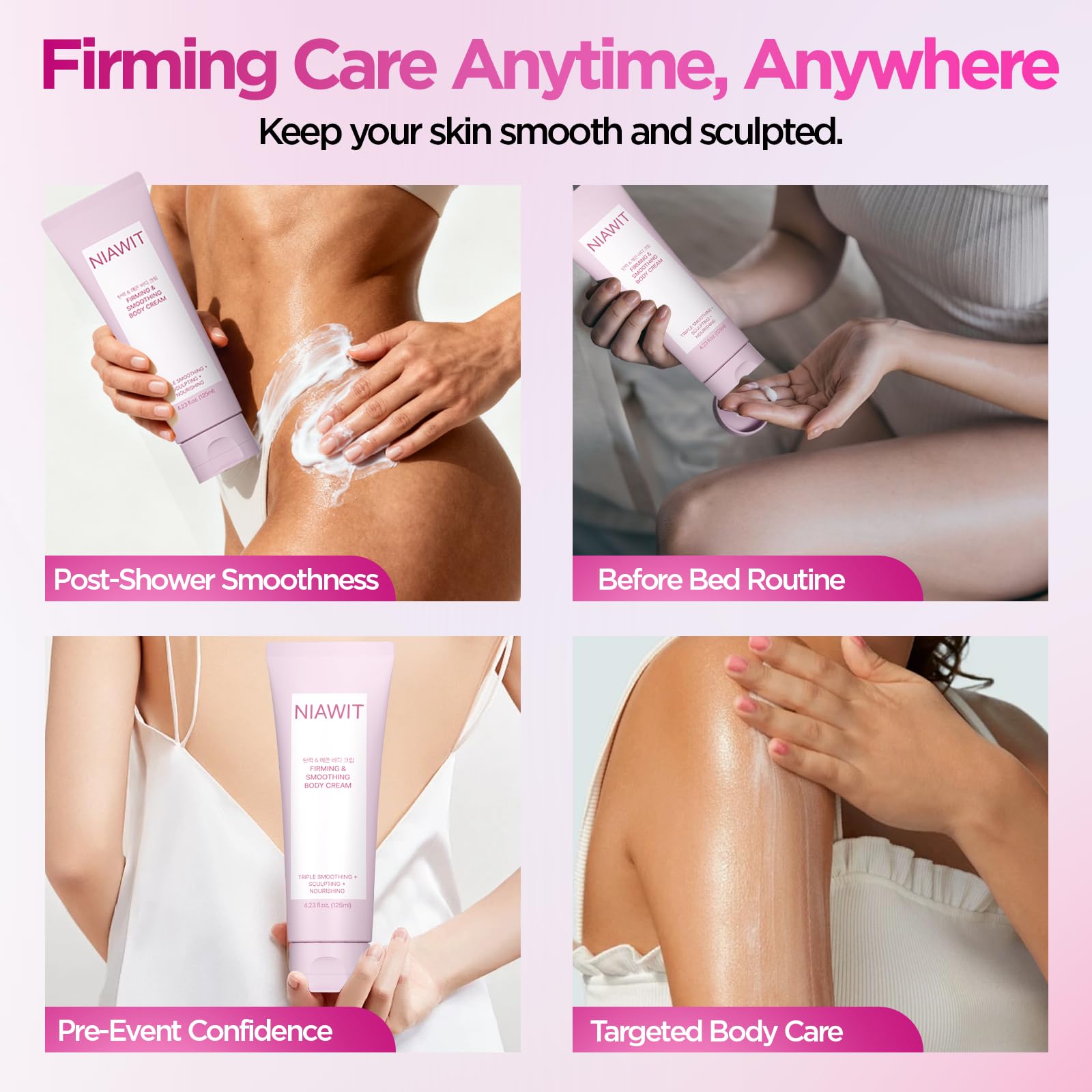 NIAWIT Firming Smoothing Body Cream – Lift & Tighten for Belly, Thighs & Butt (4.24 oz)