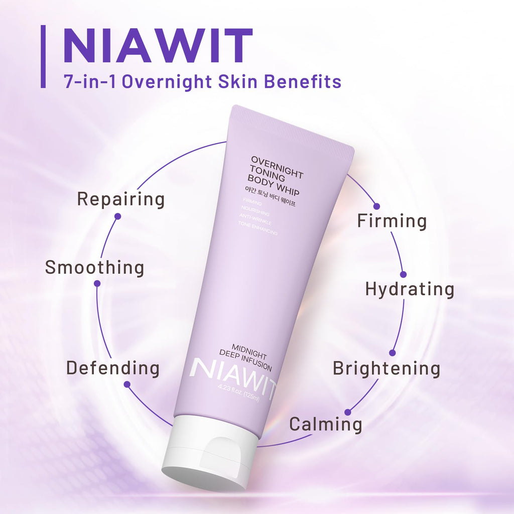 NIAWIT Overnight Toning Body Whip – Clinically Tested Night Cream for Firming & Moisturizing Arms, Thighs & Belly | Sleep-Driven Tone Improvement