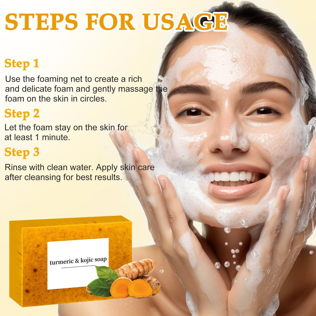 Nicgou Lemon Turmeric Kojic Soap – Handmade Face & Body Bar (4pcs)